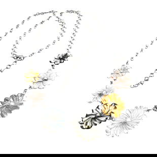 Sterling Silver Mother of Pearl Flower Necklace 18 to 20 Inch Yellow Pink Grey: Sterling Silver Mother of Pearl Flower Necklace 18 to 20 Inch Yellow Pink Grey