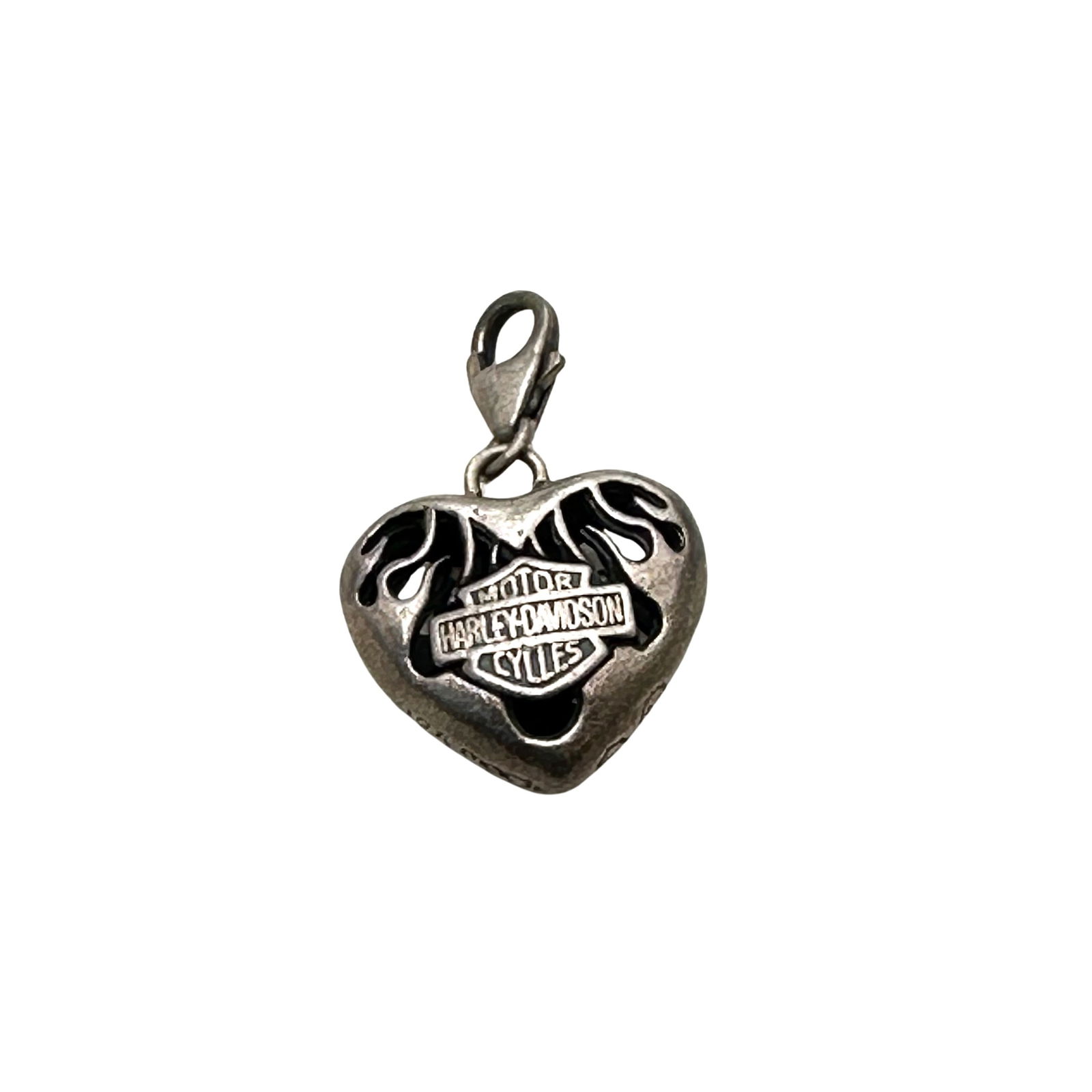 Vintage Harley Davidson Motorcycles Heart Pendant Charm Sterling Silver (1 of 3)