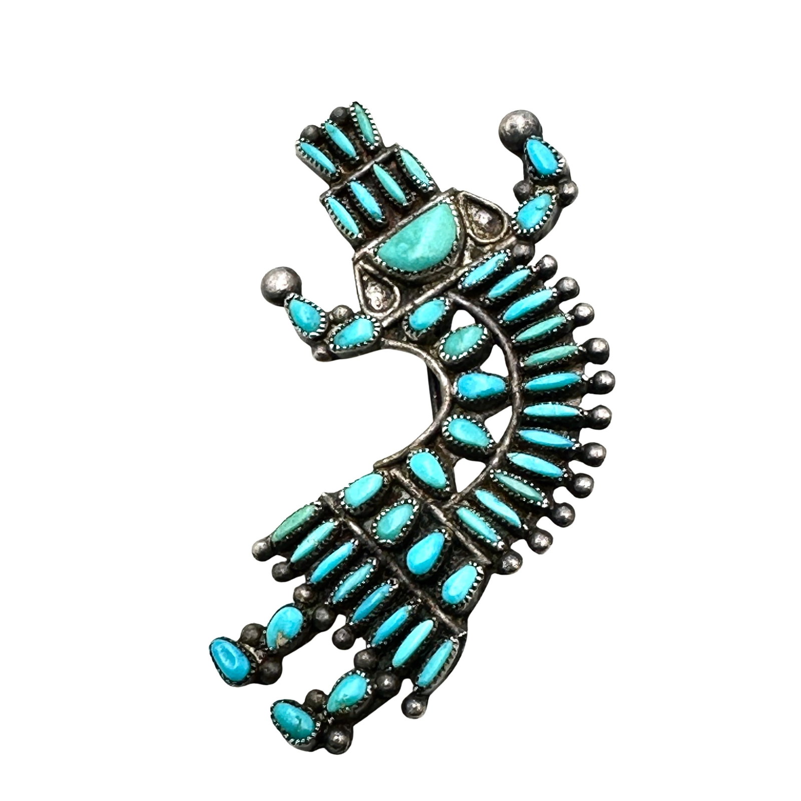 Native American Turquoise Sterling Silver Kuchina Medicine Man Brooch Pin 2 Inch: Native American Turquoise Sterling Silver Kuchina Medicine Man Brooch Pin 2 Inch