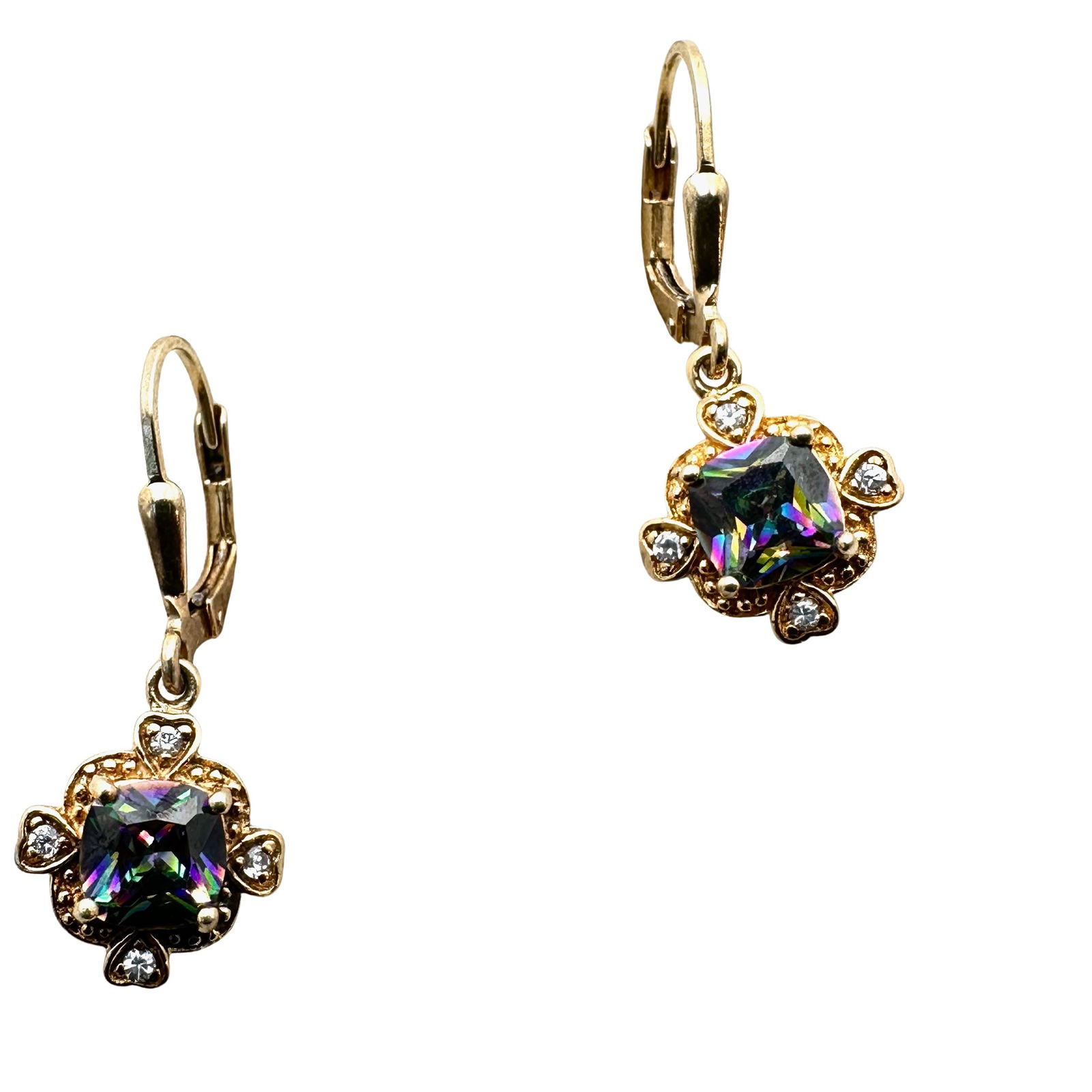 Rose Gold Over Sterling Silver Simulated Alexandrite Pierced Earrings: Rose Gold Over Sterling Silver Simulated Alexandrite Pierced Earrings