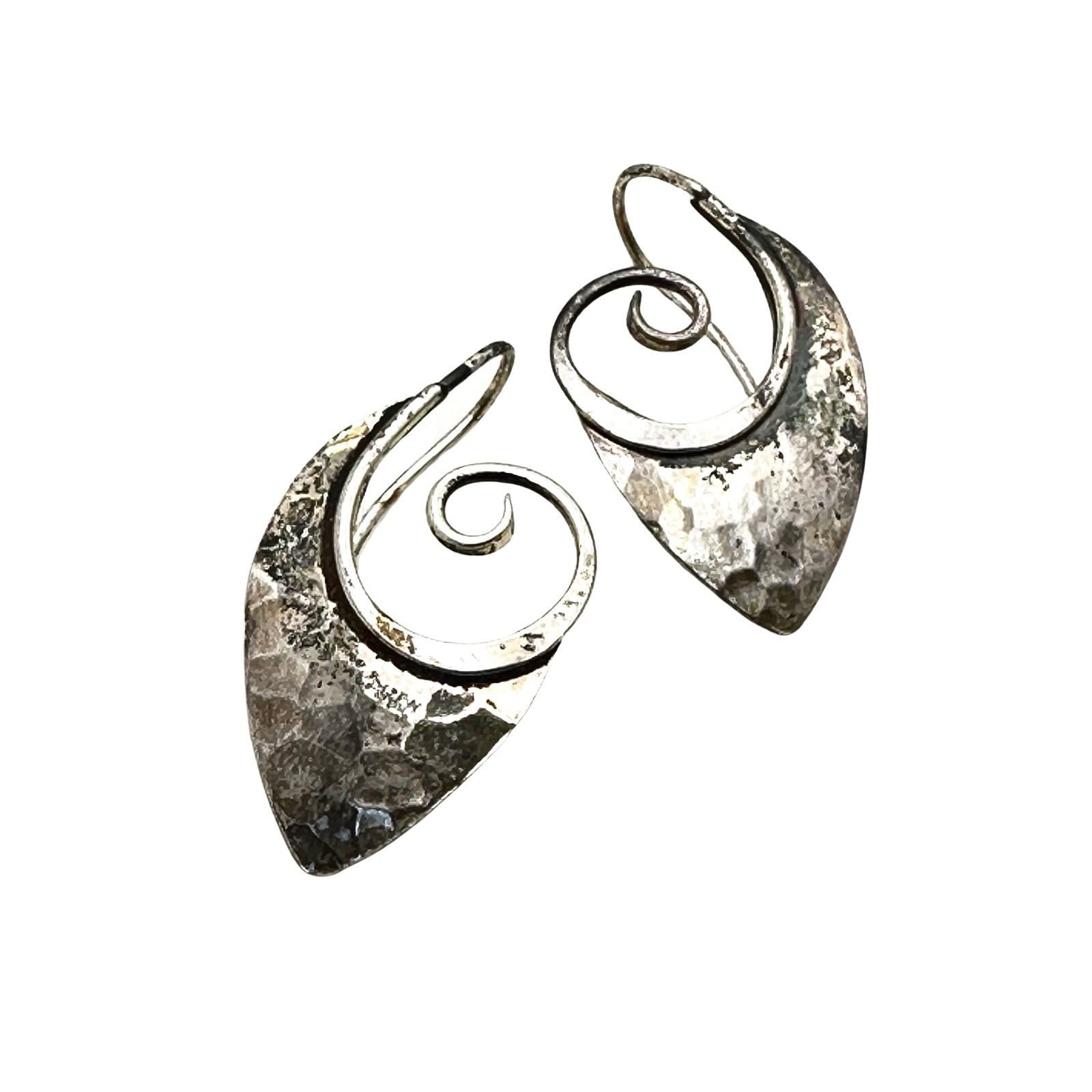 Artisan Sterling Silver Hammered Design Pierced Earrings (1 of 3)