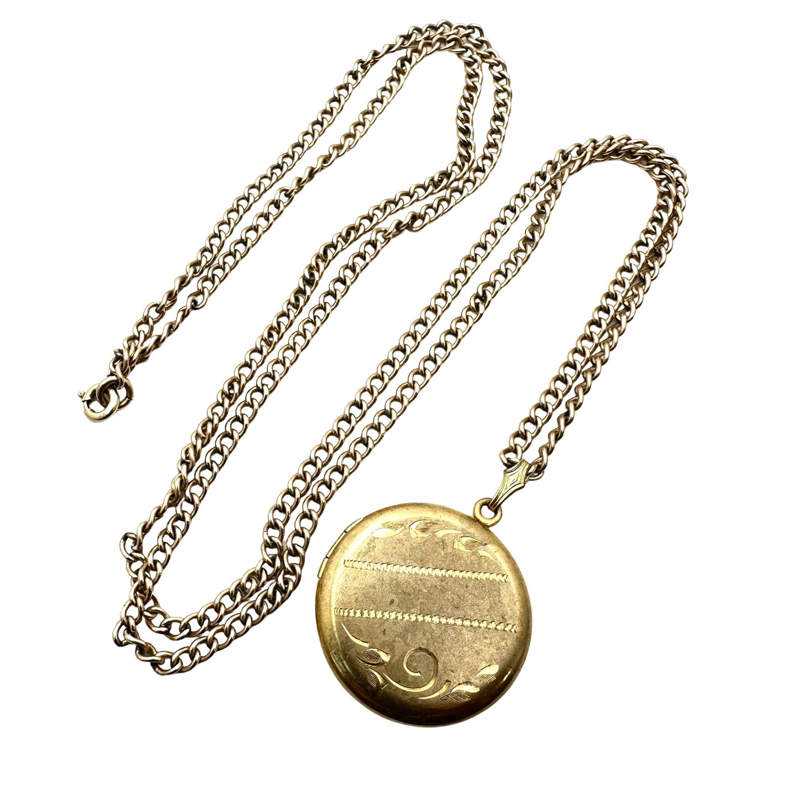 Victorian Gold Filled Picture Locket Necklace 28 Inch Gold Filled Chain: Victorian Gold Filled Picture Locket Necklace 28 Inch Gold Filled Chain