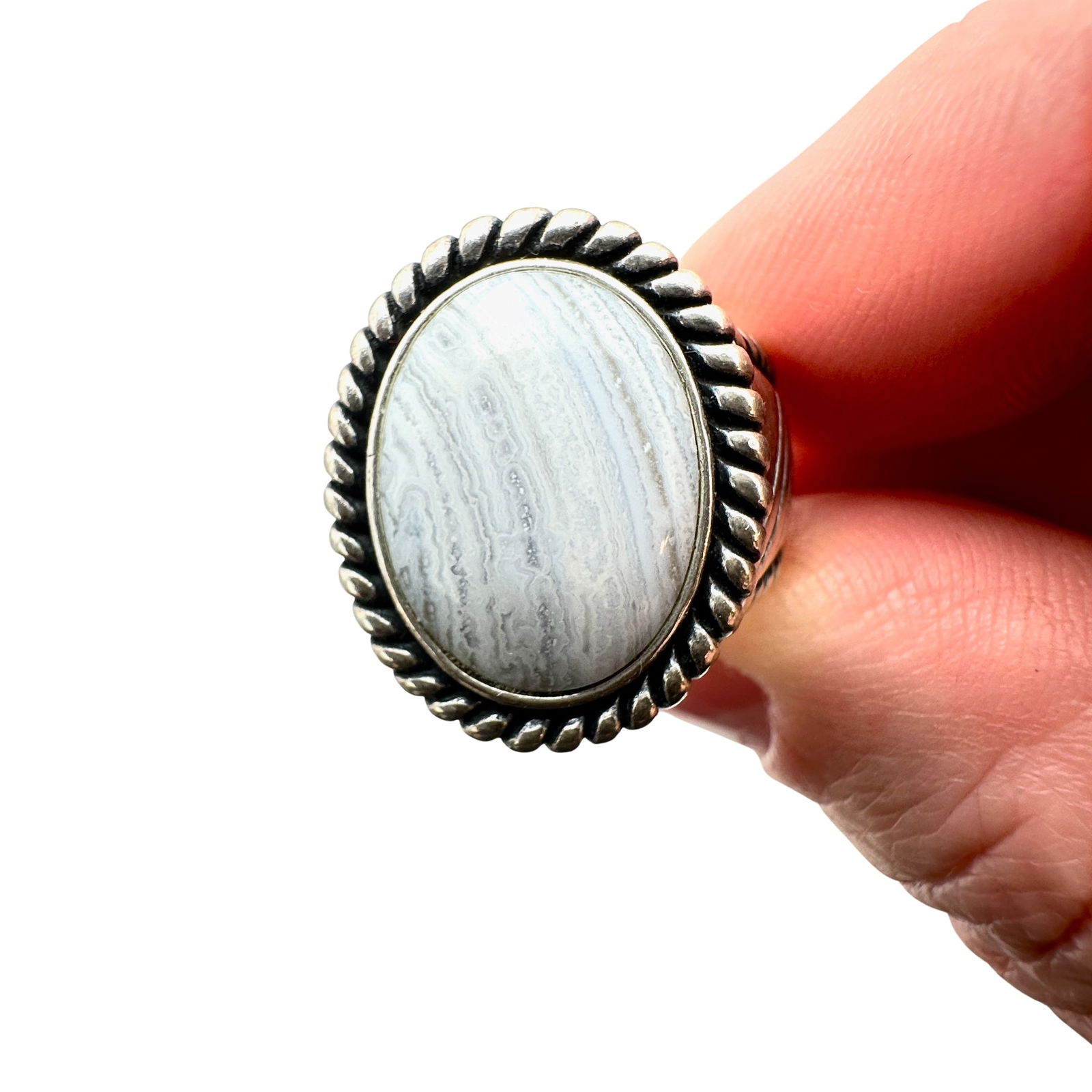 Carolyn Pollack Blue Lace Agate Sterling Silver Ring Size 9 (1 of 3)