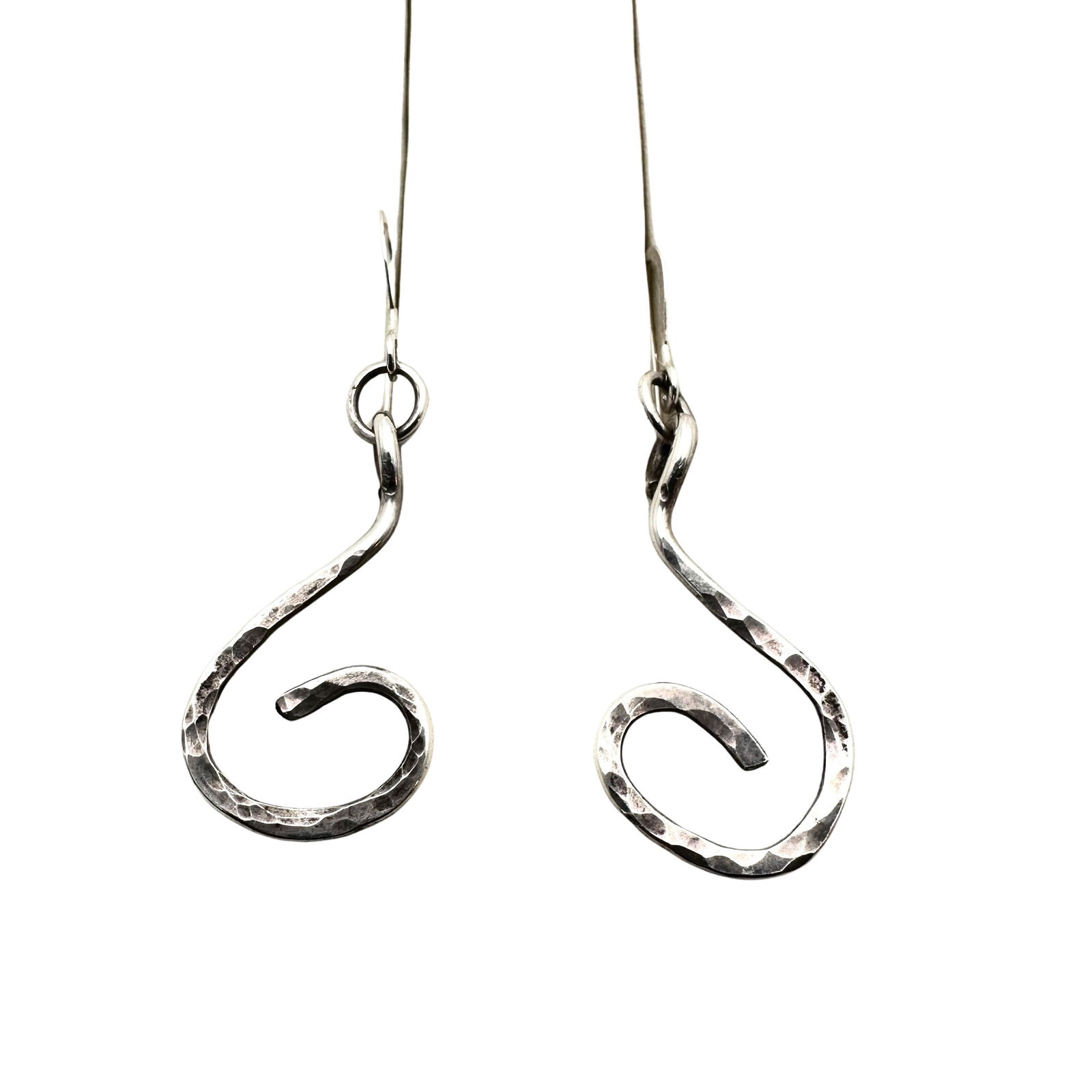 Hammered Sterling Silver Chandelier Pierced Earrings 2 Inch Length Pierced: Hammered Sterling Silver Chandelier Pierced Earrings 2 Inch Length Pierced