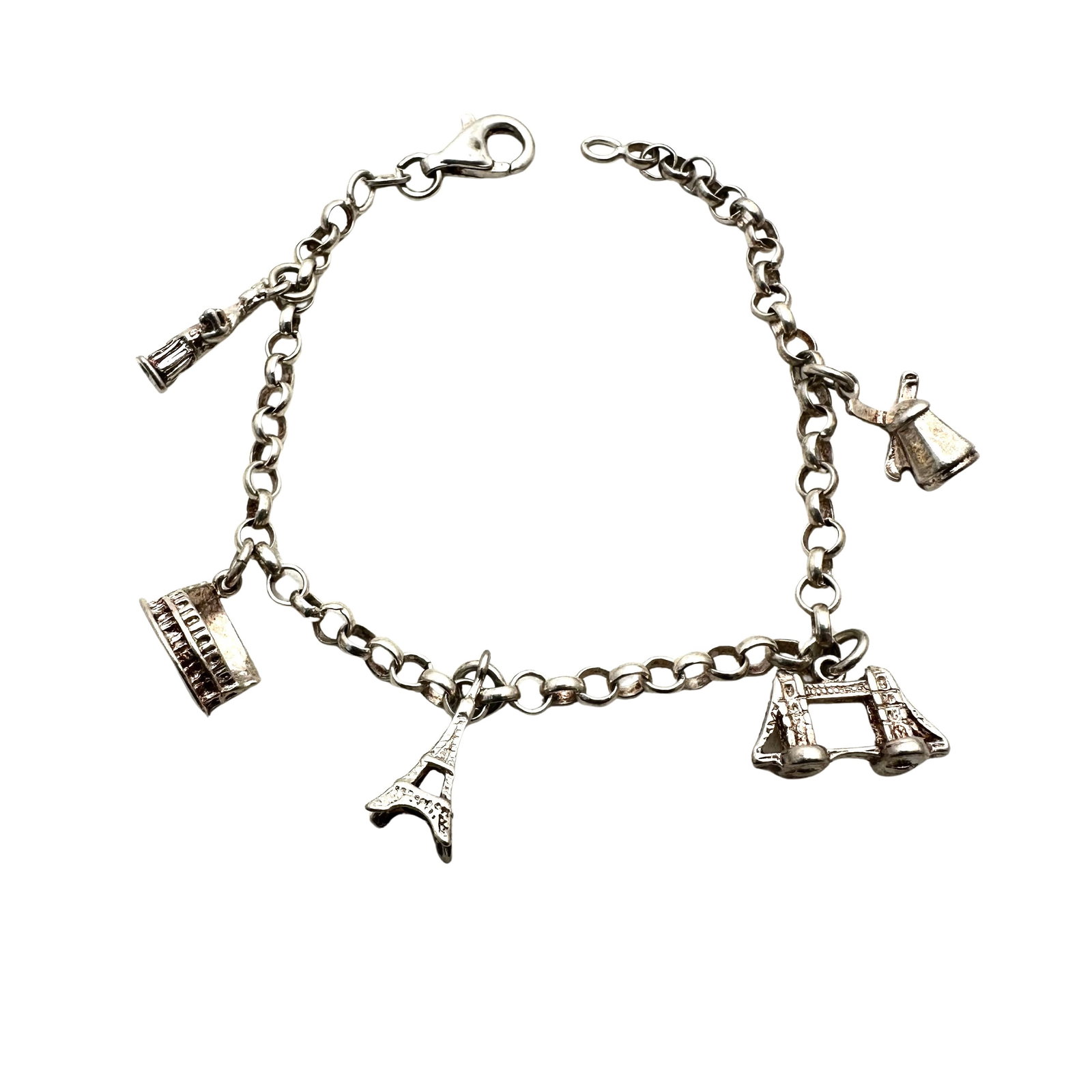 Vintage Sterling Silver Charm Bracelet 7 Inch 12 Grams: Vintage Sterling Silver Charm Bracelet 7 Inch 12 Grams