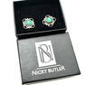 Nicky Butler Green Gemstone Sterling Silver Stud Earrings Pierced in Box