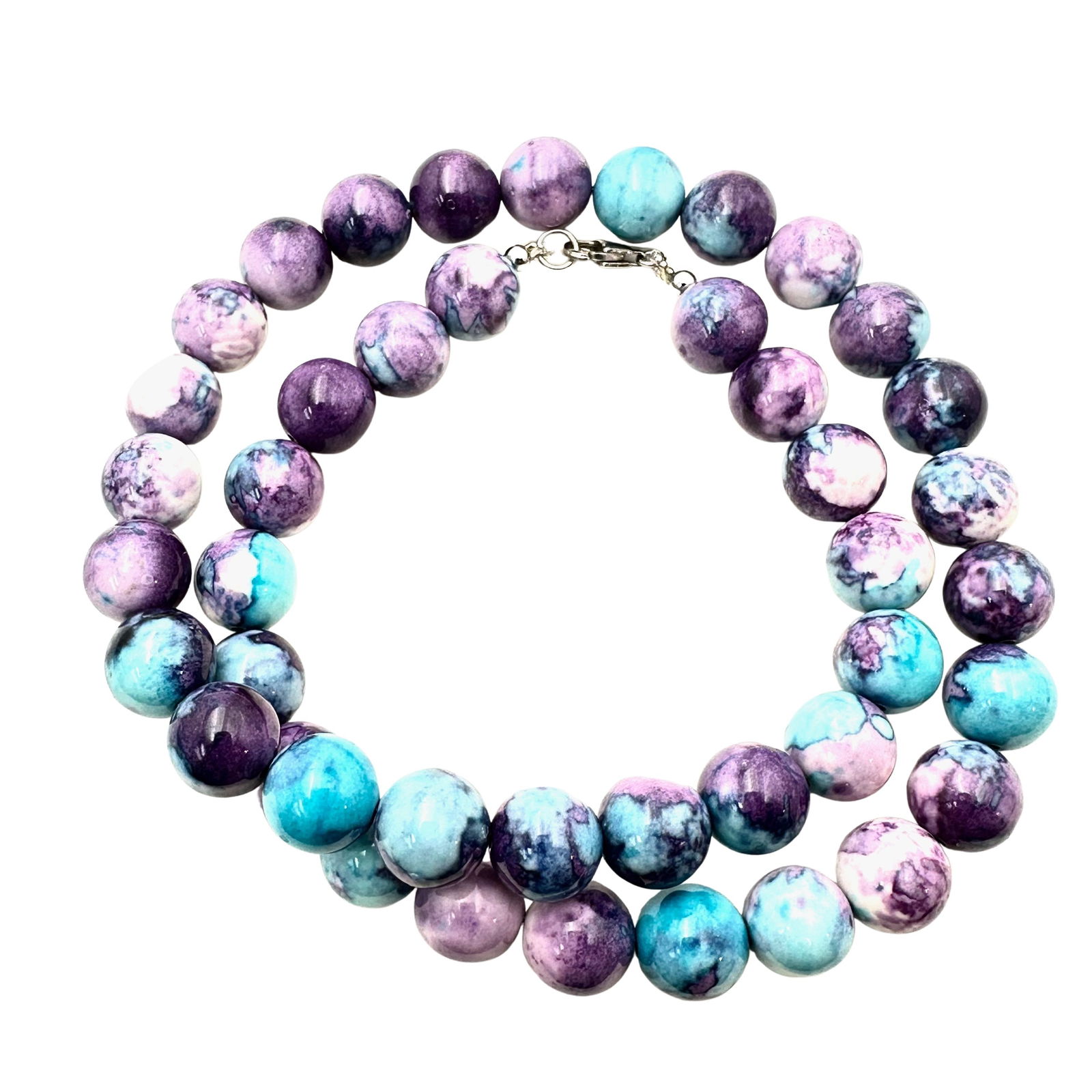 Sterling Silver Blue Jasper Bead Necklace 18 Inch (1 of 3)