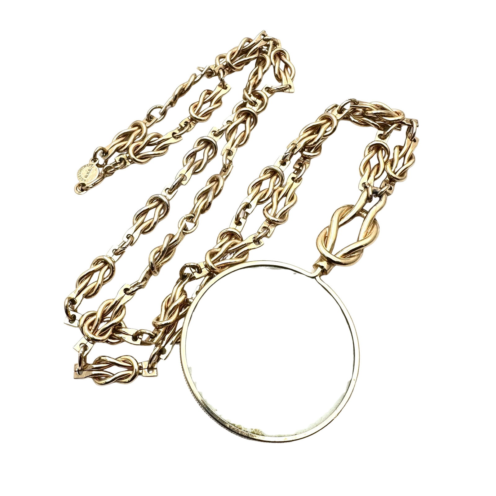 Vintage Accessocraft NYC Magnifying Glass Gold Tone Pendant Necklace 26 Inch: Vintage Accessocraft NYC Magnifying Glass Gold Tone Pendant Necklace 26 Inch