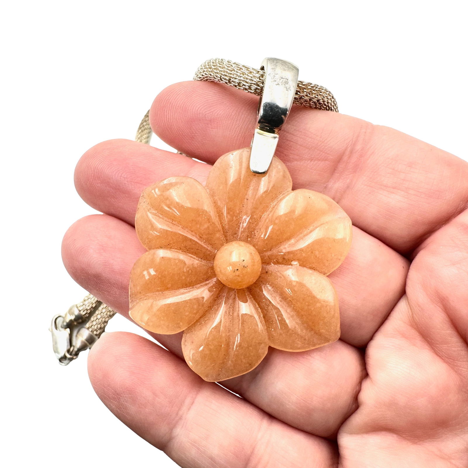 Sterling Silver Gemstone Flower Enhancer Pendant Necklace Chain 18 Inch (1 of 3)