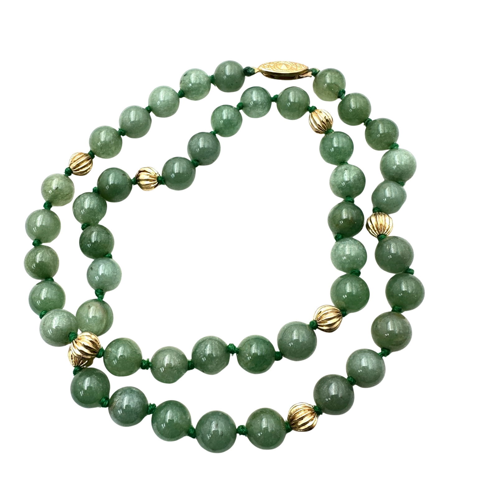 Vintage Jade Bead Necklace Gold Tone 20 Inch: Vintage Jade Bead Necklace Gold Tone 20 Inch
