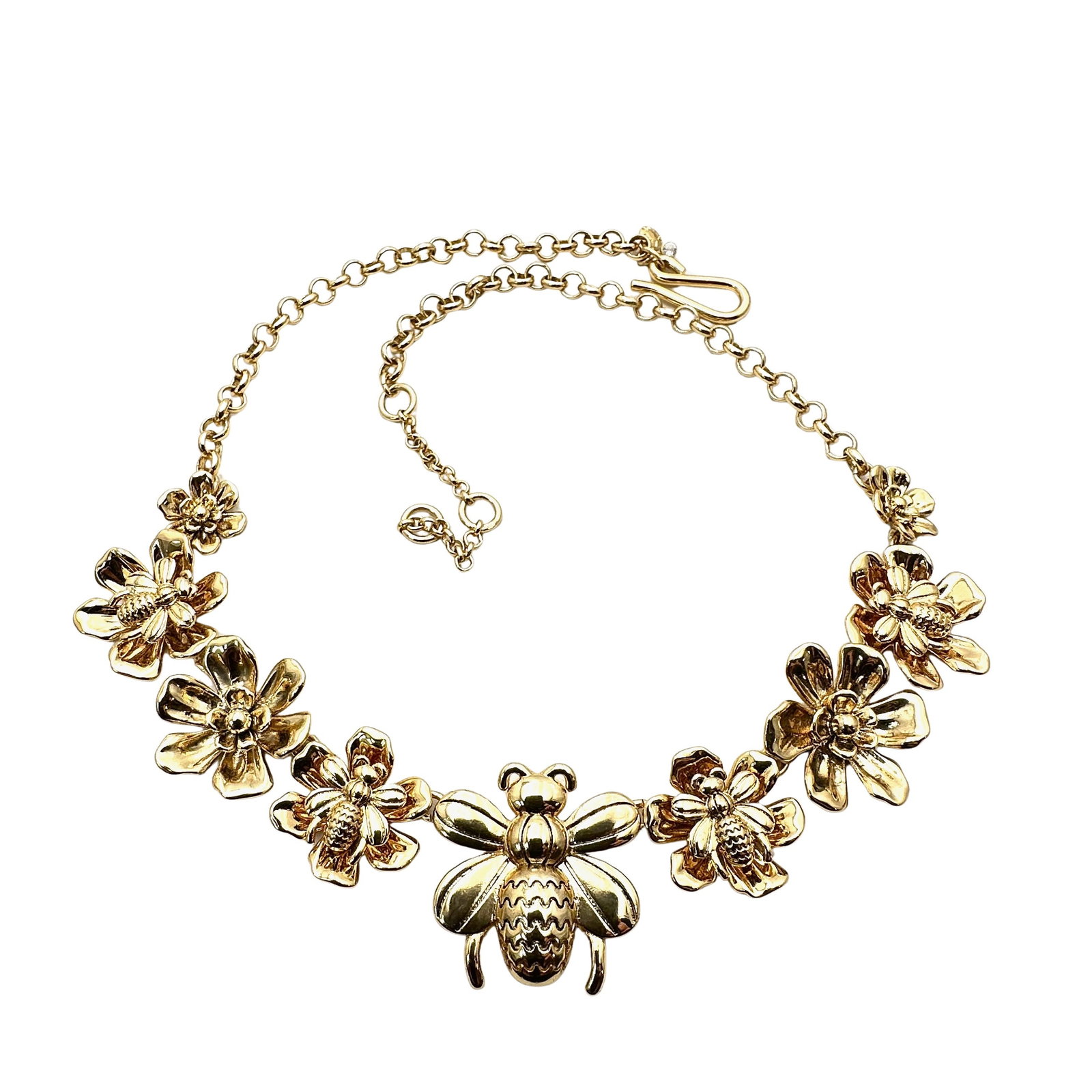 Ann Taylor Bumble Bee Flower Gold Tone Necklace 16 Inch: Ann Taylor Bumble Bee Flower Gold Tone Necklace 16 Inch