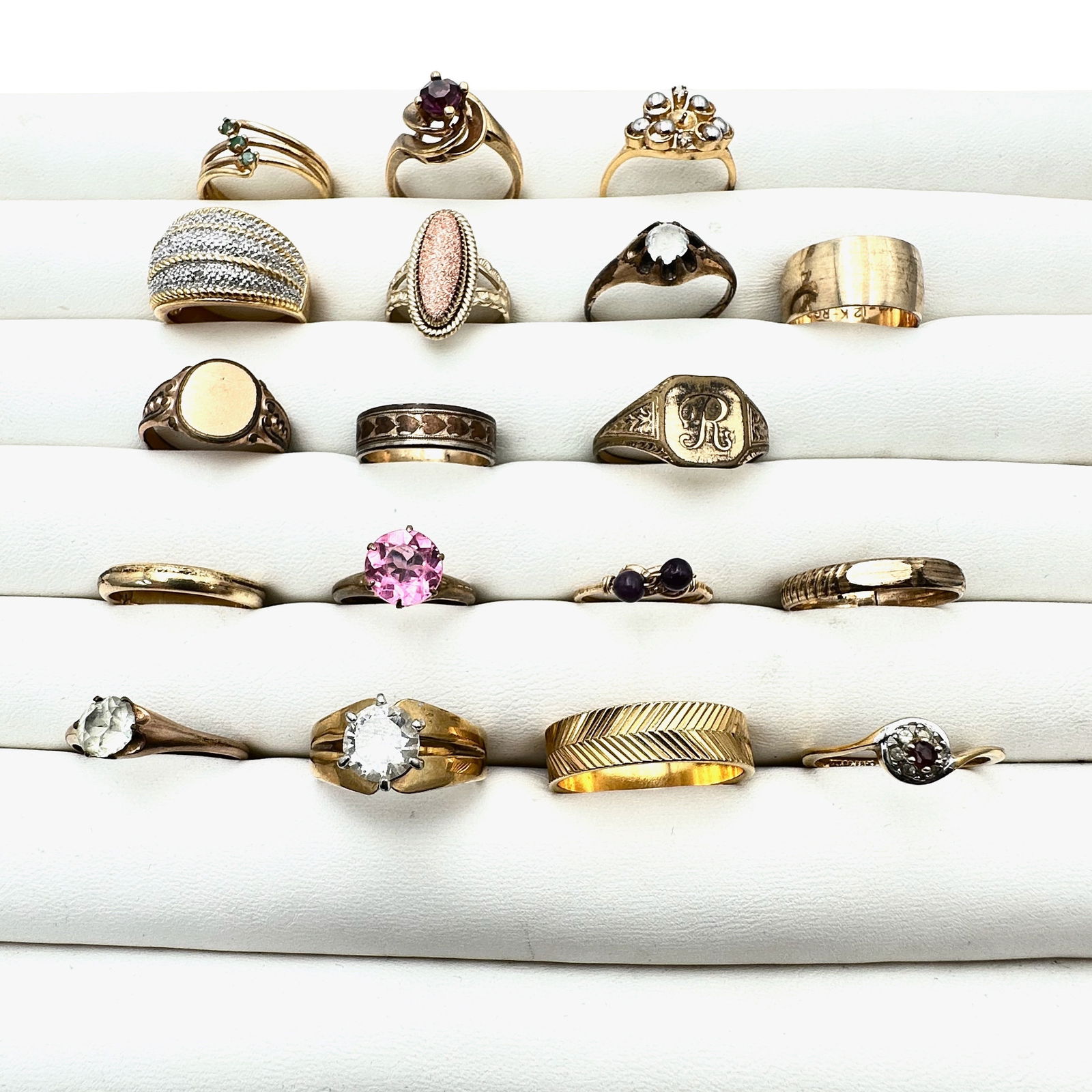 Vintage Group of Gold Filled And Gold Plated Rings Variety of Sizes Stones (1 of 2)