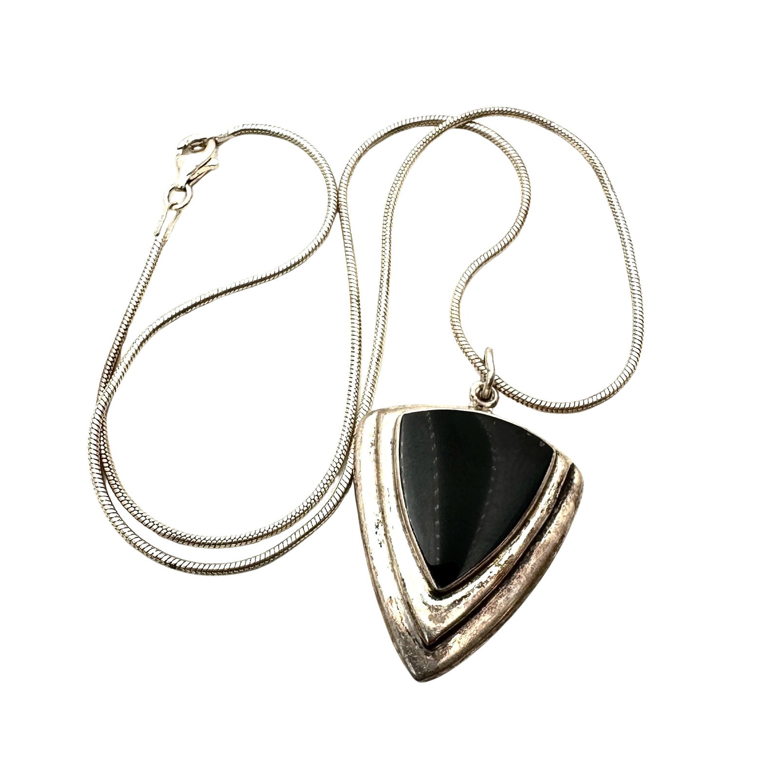 Black Onyx Sterling Silver Pendant Necklace 16 Inch (1 of 3)