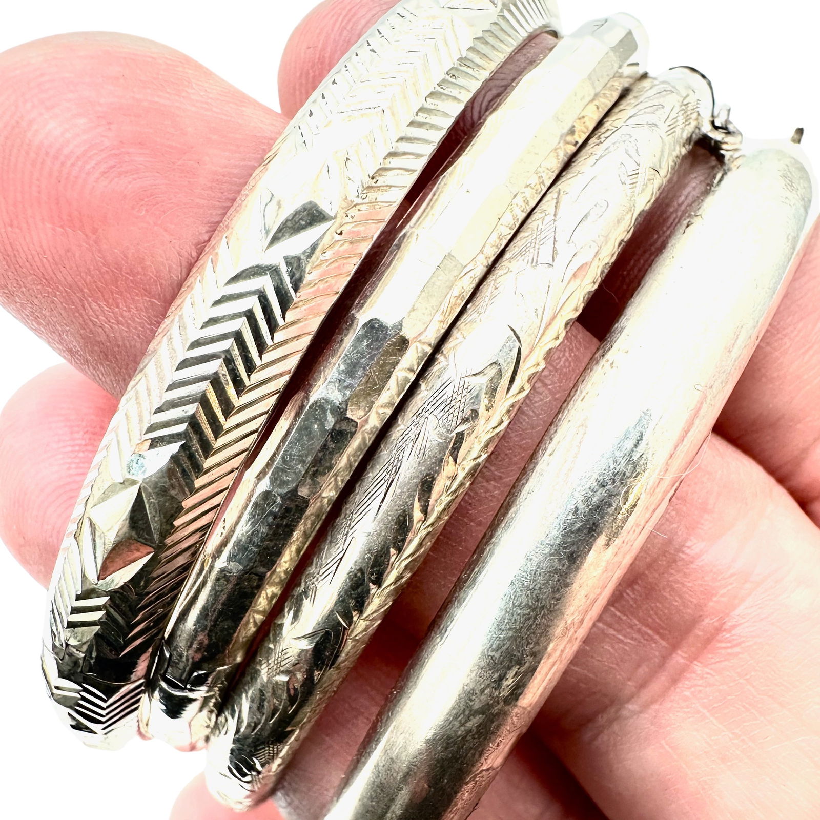 Vintage Group of Sterling Silver Bangle Bracelets 42 Grams (1 of 3)