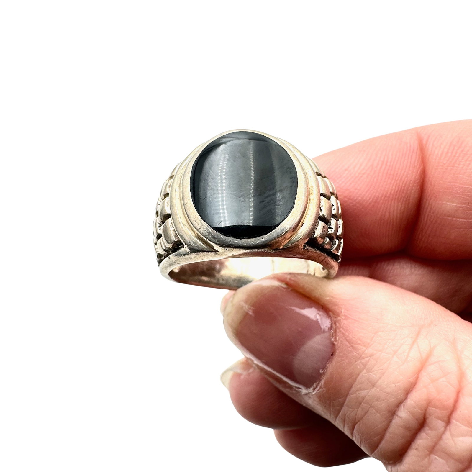 Vintage Sterling Silver Black Onyx Ring Size 11: Vintage Sterling Silver Black Onyx Ring Size 11