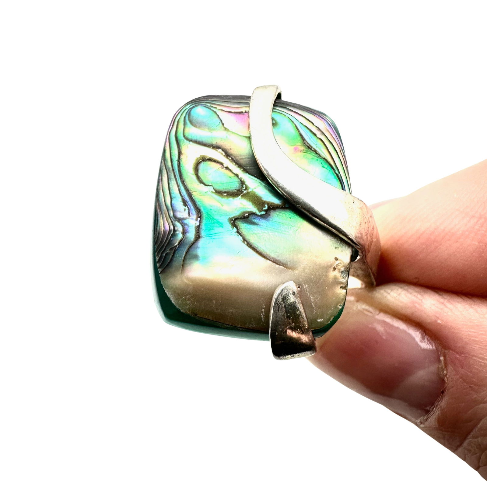 Artisan Design Sterling Silver Abalone Mother Of Pearl Ring Size 8 (1 of 3)