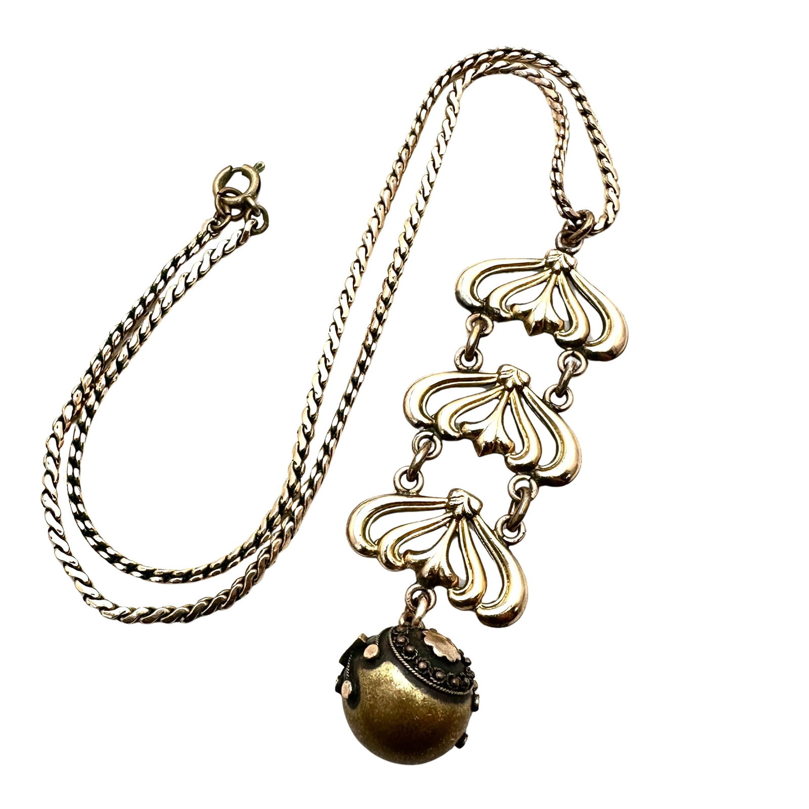 Antique Vintage Gold Filled Necklace Etruscan Ball Charm (1 of 3)