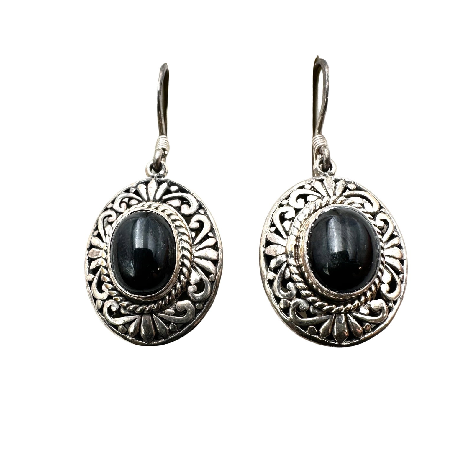 Sterling Silver Black Onyx Chandelier Pierced Earrings: Sterling Silver Black Onyx Chandelier Pierced Earrings