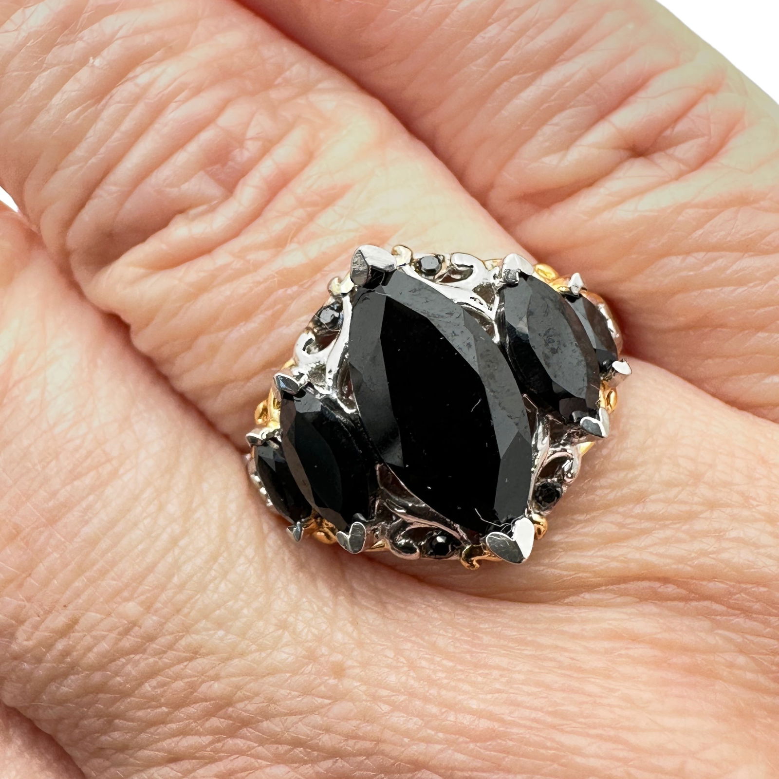 Black Spinel Sterling Silver Ring Size 10 Unworn Condition (1 of 3)