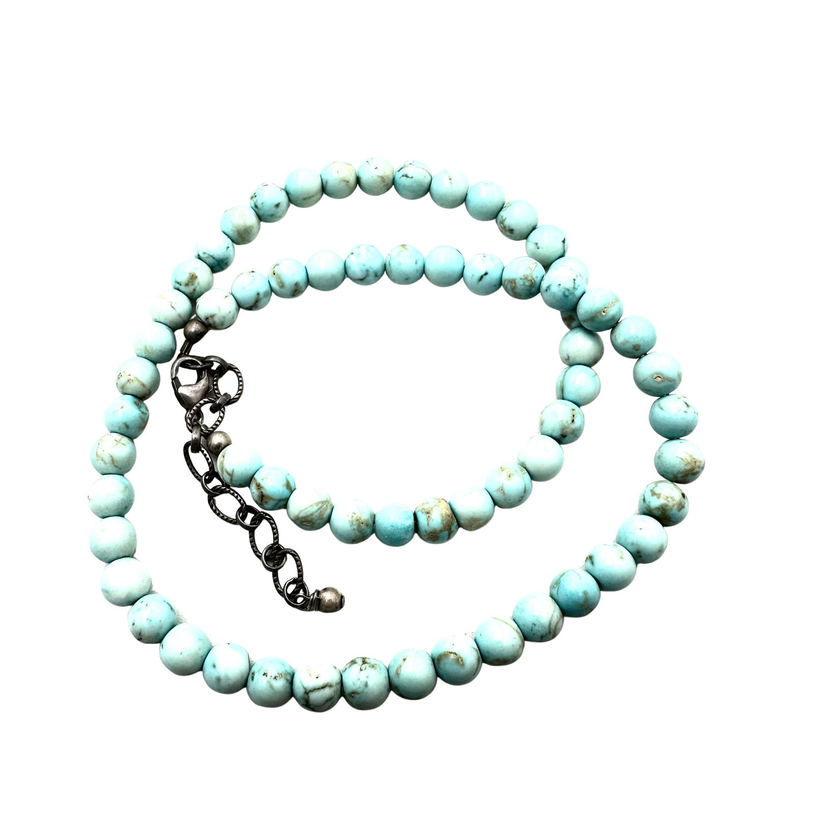 Sterling Silver Blue Gemstone Bead Necklace 16 Inch: Sterling Silver Blue Gemstone Bead Necklace 16 Inch