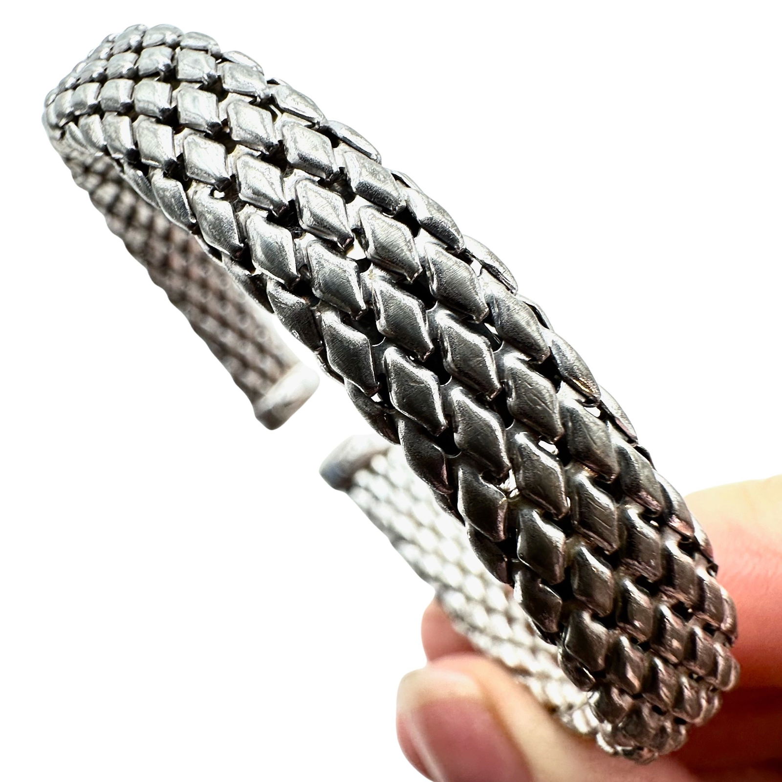 Italy Sterling Silver Braided Cuff Bracelet 16 Grams Adjustable Size (1 of 3)