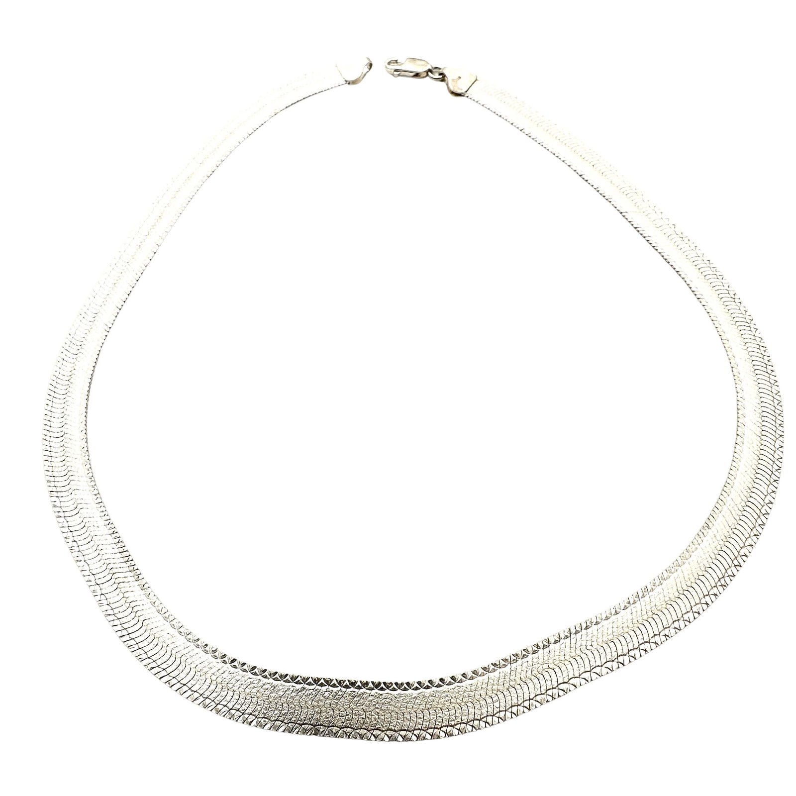 Milor Italy Diamond Cut Design Sterling Silver Wide Chain Necklace 17 Inch 26 Grams (1 of 3)