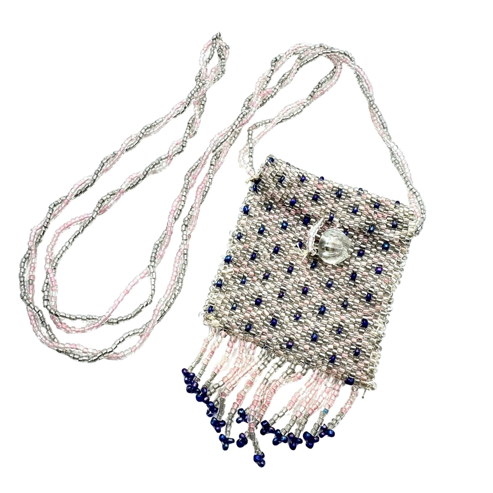 Antique Vintage Tiny Glass Bead Purse Necklace (1 of 3)