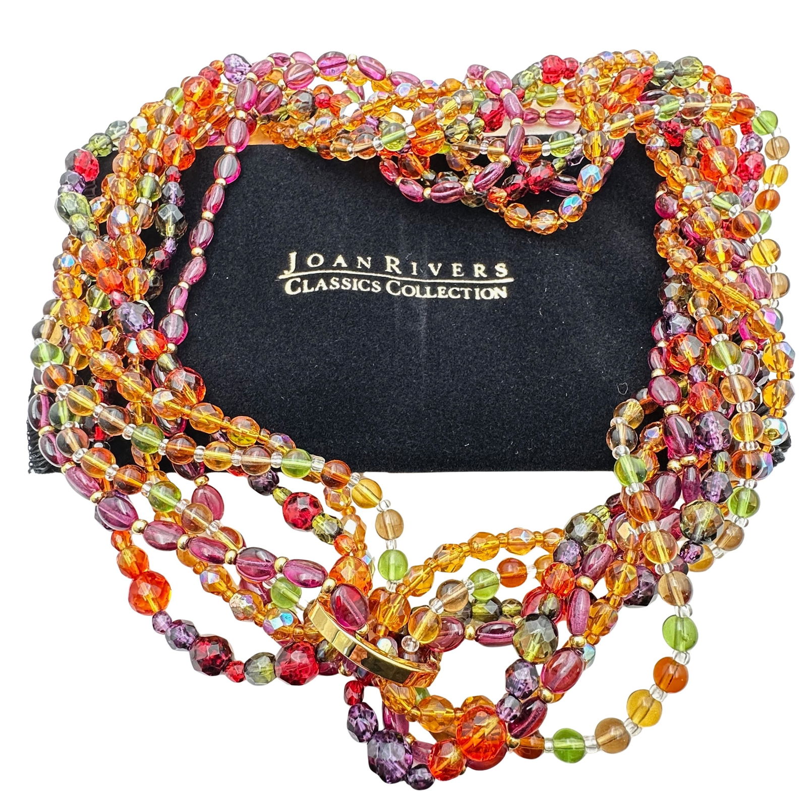 Joan Rivers Czech Glass Multi Color Jewel Tone Gold Tone Necklace: Joan Rivers Czech Glass Multi Color Jewel Tone Gold Tone Necklace
