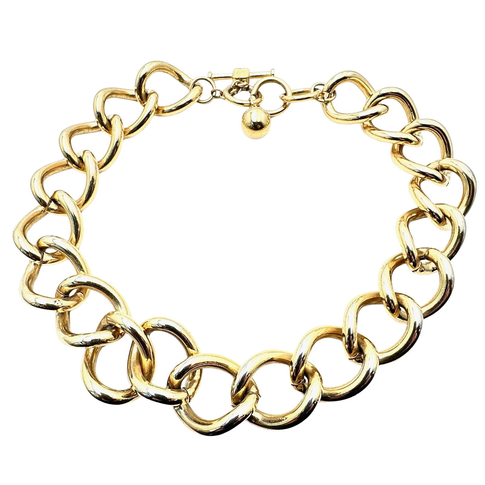 Vintage 1980s Era Anne Klein Heavy Gold Tone Chain Necklace Lion Tag: Vintage 1980s Era Anne Klein Heavy Gold Tone Chain Necklace Lion Tag