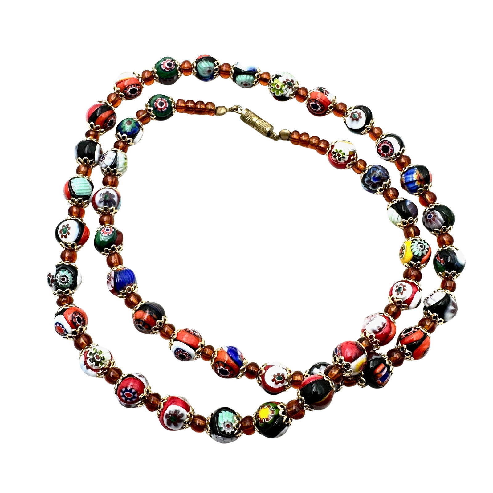 Vintage Millefiore Murano Glass Bead Necklace 22 Inch (1 of 3)