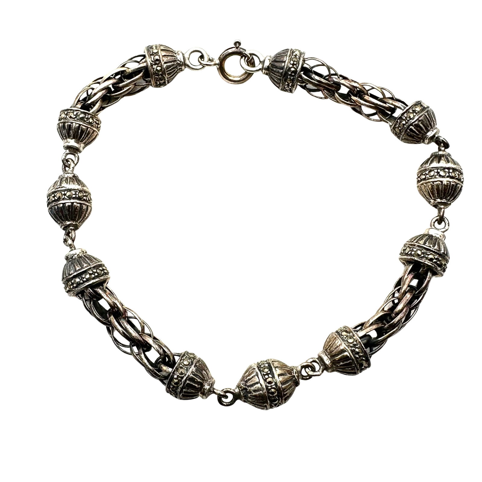 Sterling Silver Marcasite Bracelet 7.5 Inch 17 Grams Weight (1 of 3)
