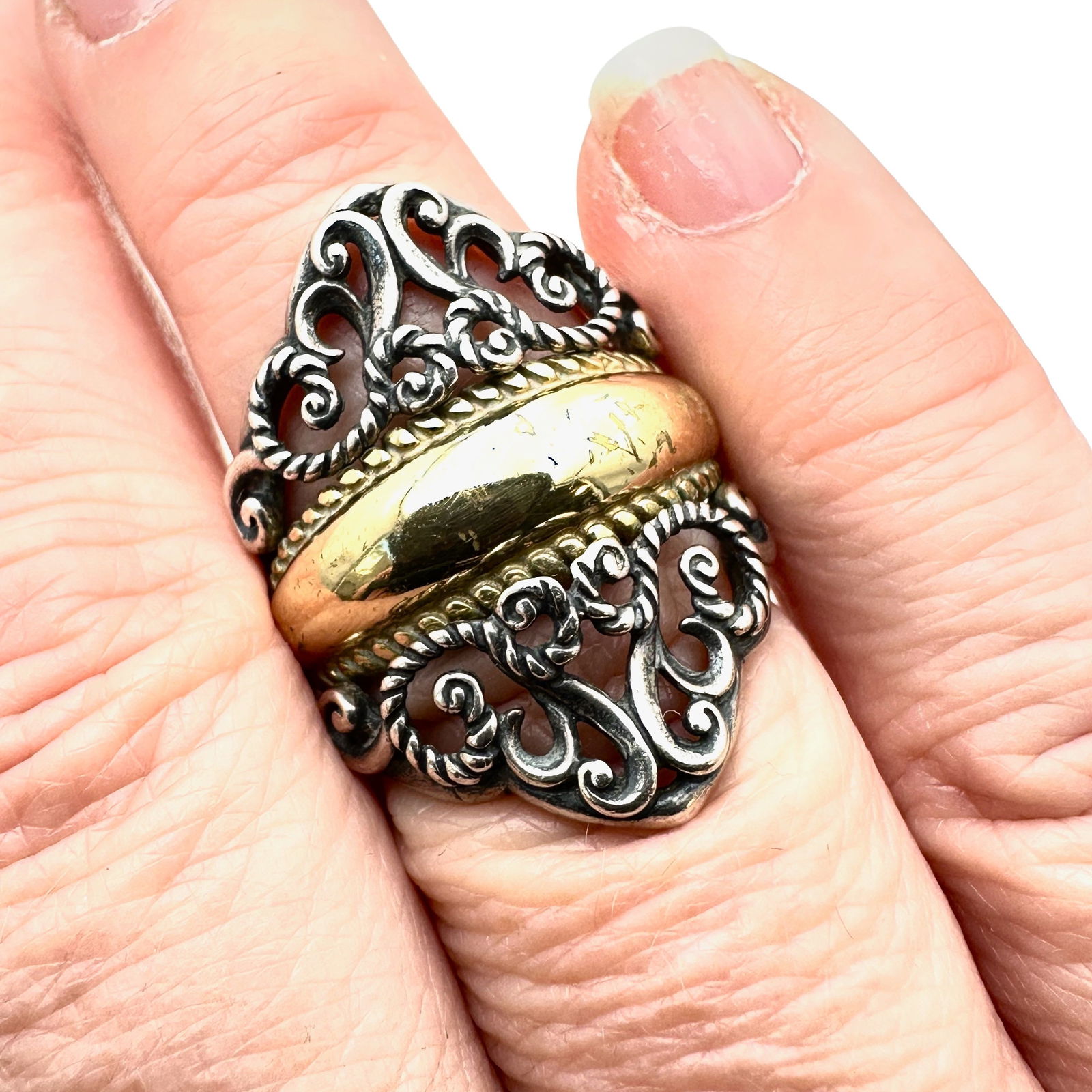 Carolyn Pollack Brass Sterling Silver Ring Size 8 American Southwest (1 of 3)