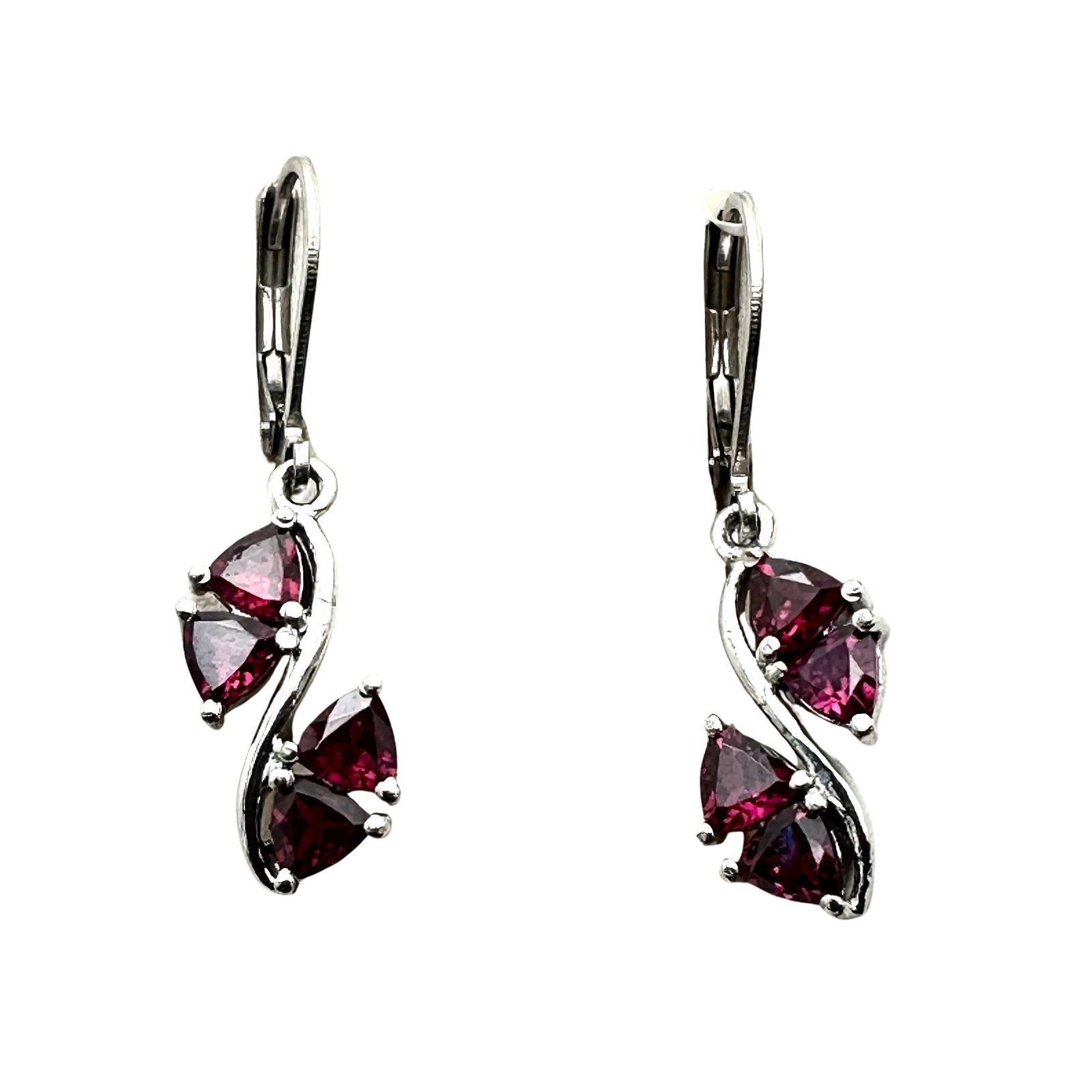 Red Garnet Sterling Silver EArrings Pierced Original Tag Attached: Red Garnet Sterling Silver EArrings Pierced Original Tag Attached