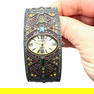 Heidi Daus Crystal Cuff Watch Bronze Tone With New Battery 7 Inch