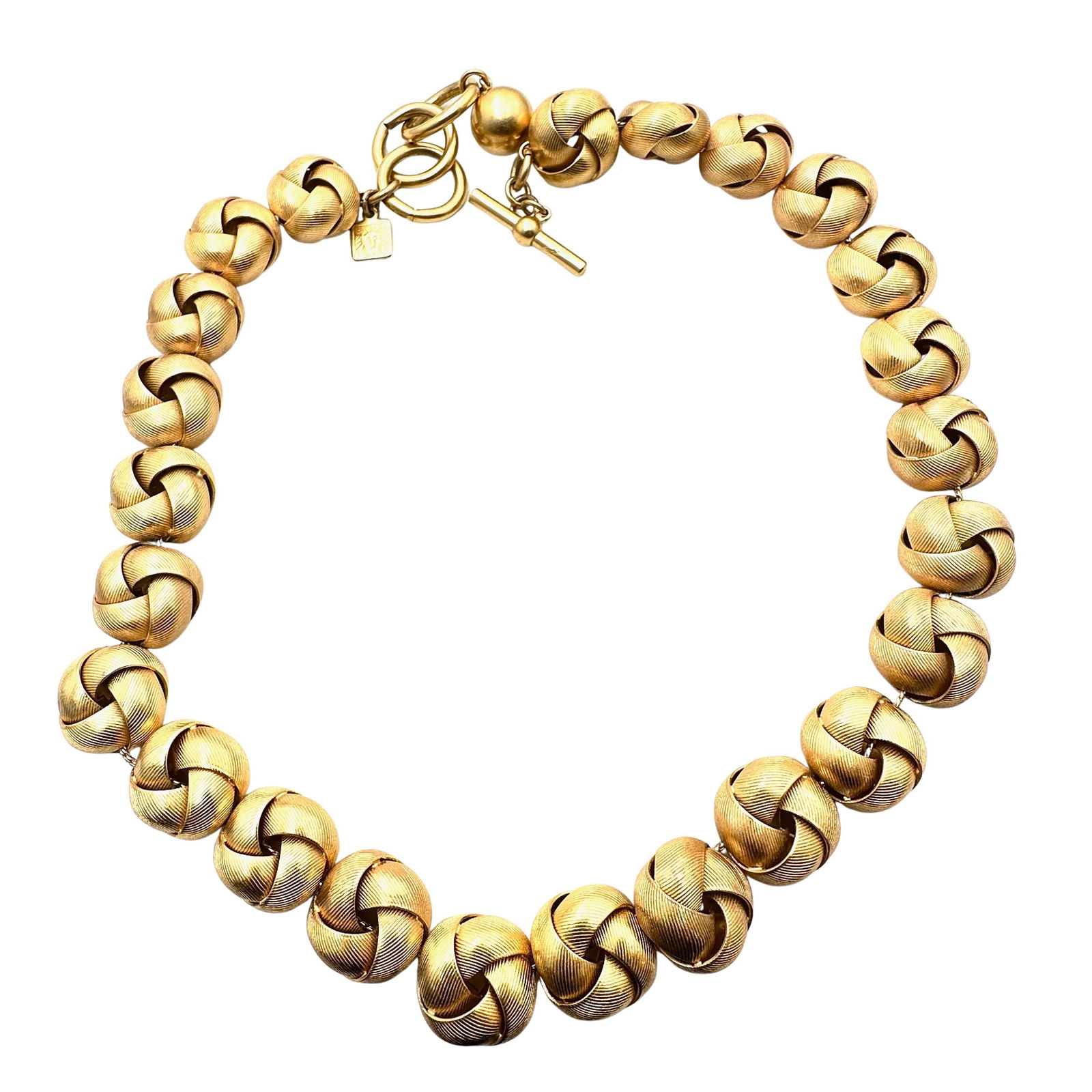 Vintage Anne Klein Matte Gold Tone Knot Necklace 18 Inch 1980s Era: Vintage Anne Klein Matte Gold Tone Knot Necklace 18 Inch 1980s Era