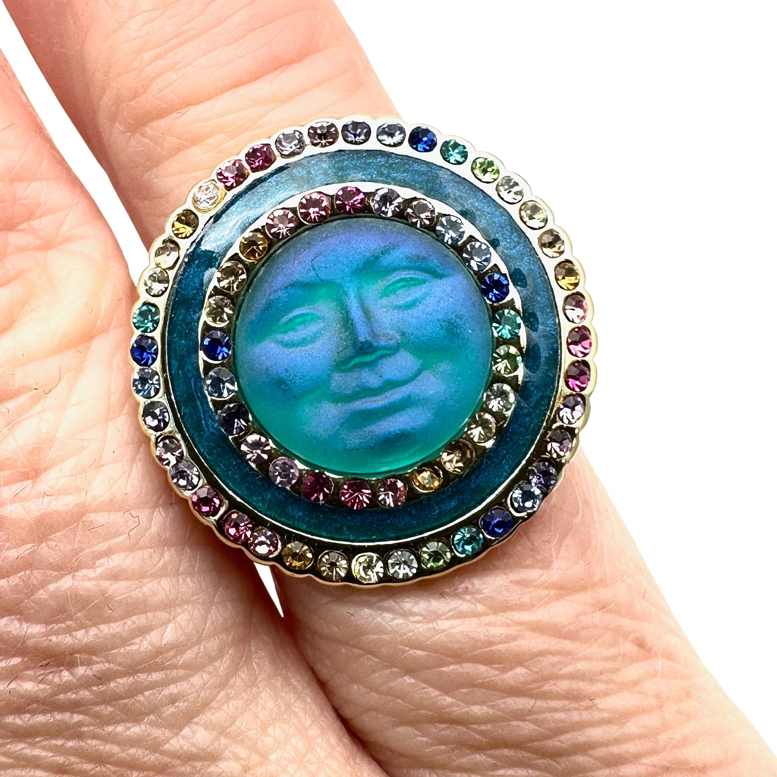 Kirks Folly Gold Tone Multi Color Moon Ring Size 7: Kirks Folly Gold Tone Multi Color Moon Ring Size 7