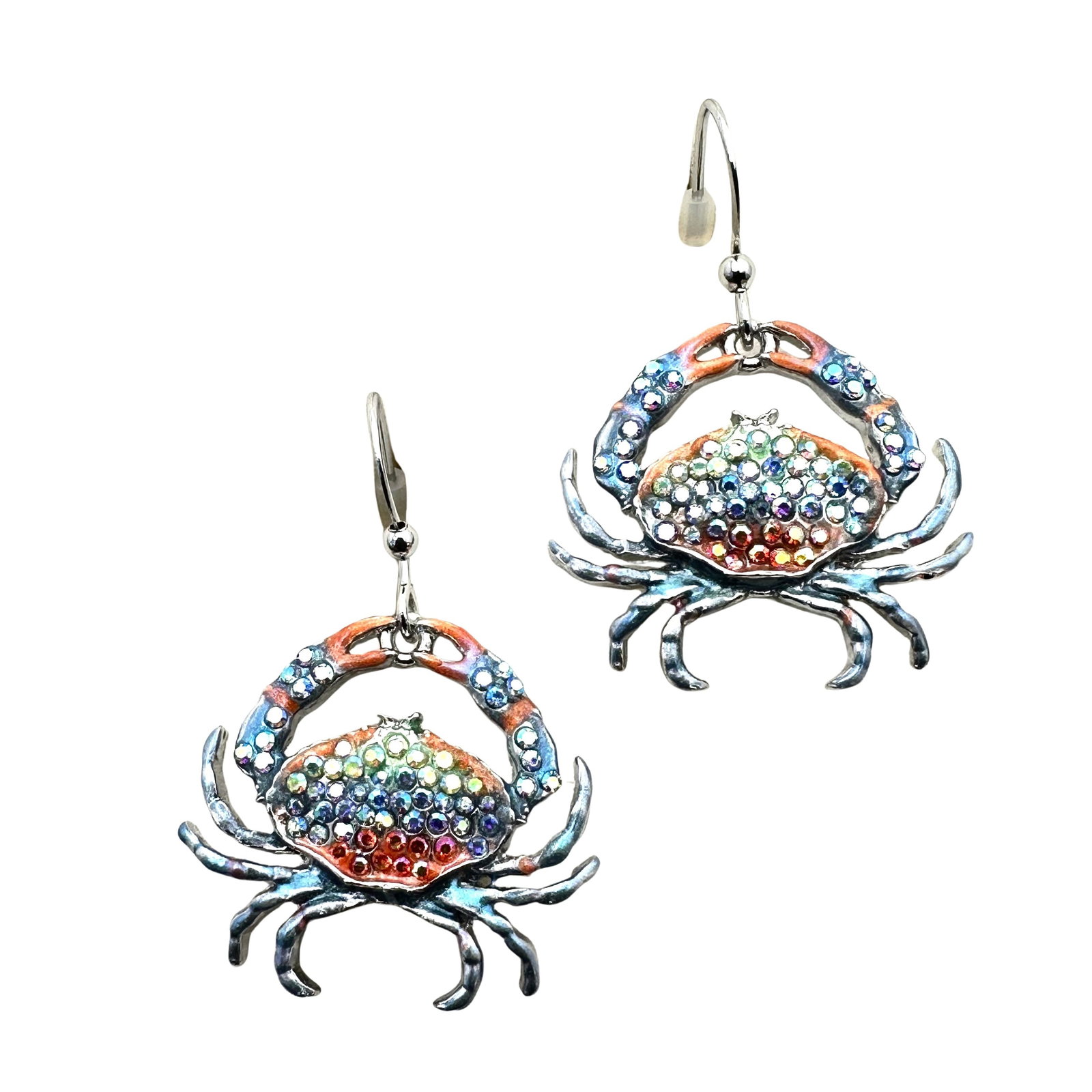 Kirks Folly Silver Tone Crystal Crab Pierced Earrings: Kirks Folly Silver Tone Crystal Crab Pierced Earrings