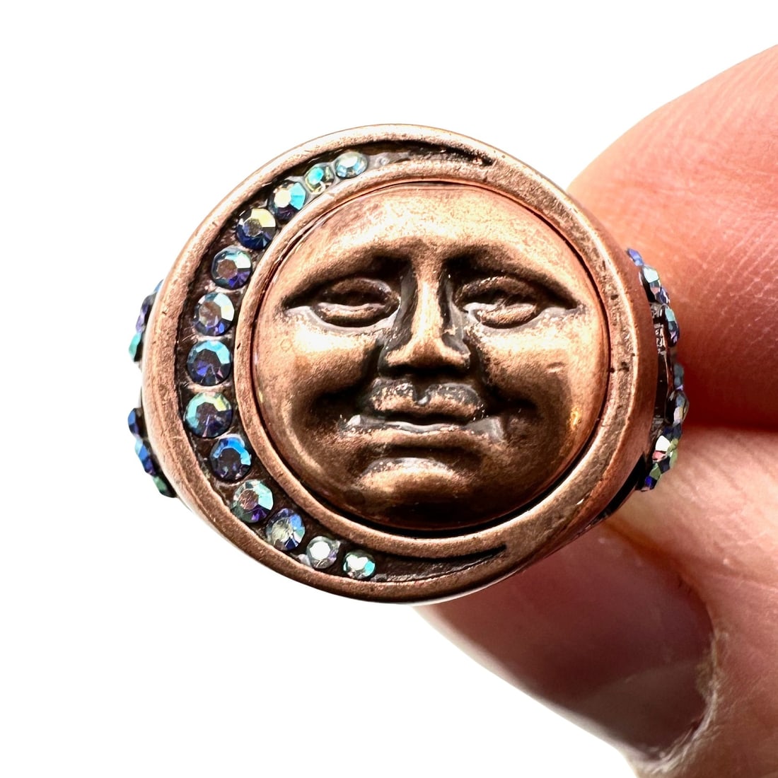 Kirks Folly Multi Color Crystal Copper Tone Moon Ring Size 5: Kirks Folly Multi Color Crystal Copper Tone Moon Ring Size 5