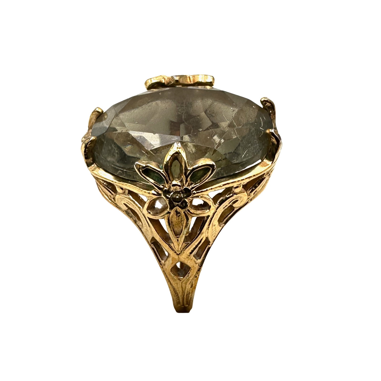 Vintage 14K Gold Filled Filigree Ring Size 8 Glass Stone: Vintage 14K Gold Filled Filigree Ring Size 8 Glass Stone