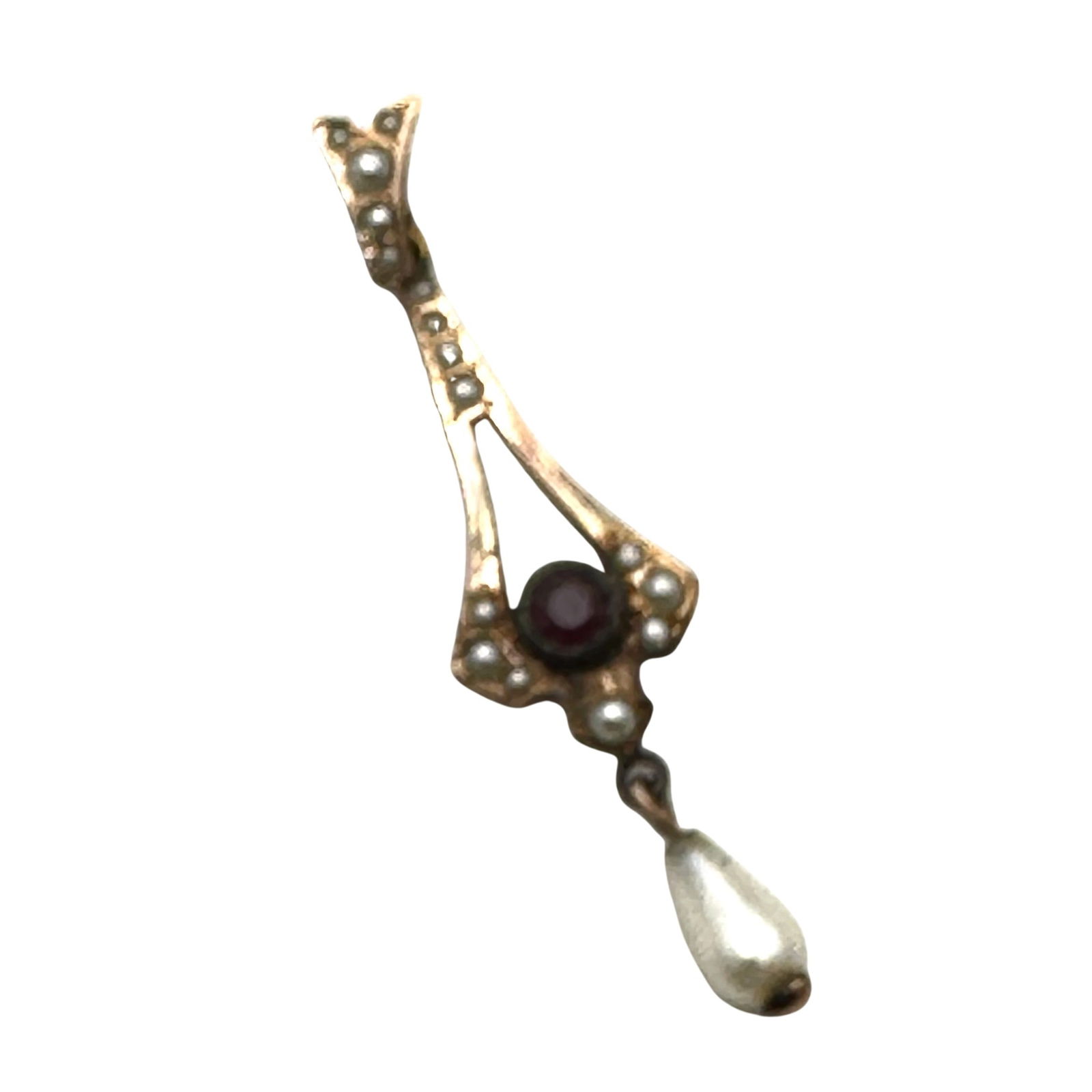 Antique Victorian Lavalier Pendant Seed Pearls Gold Filled (1 of 3)