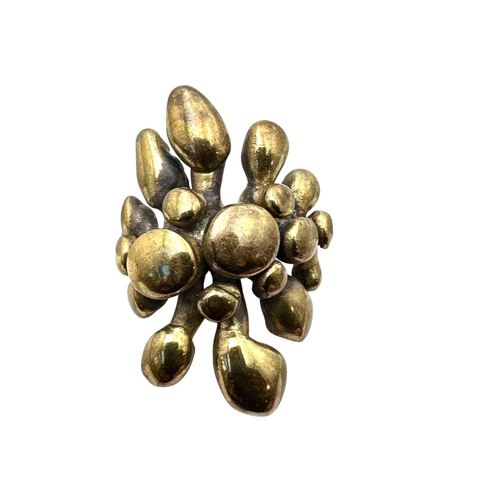 Vintage Artisan Brass Brutalist Design Ring Size 6 (1 of 3)