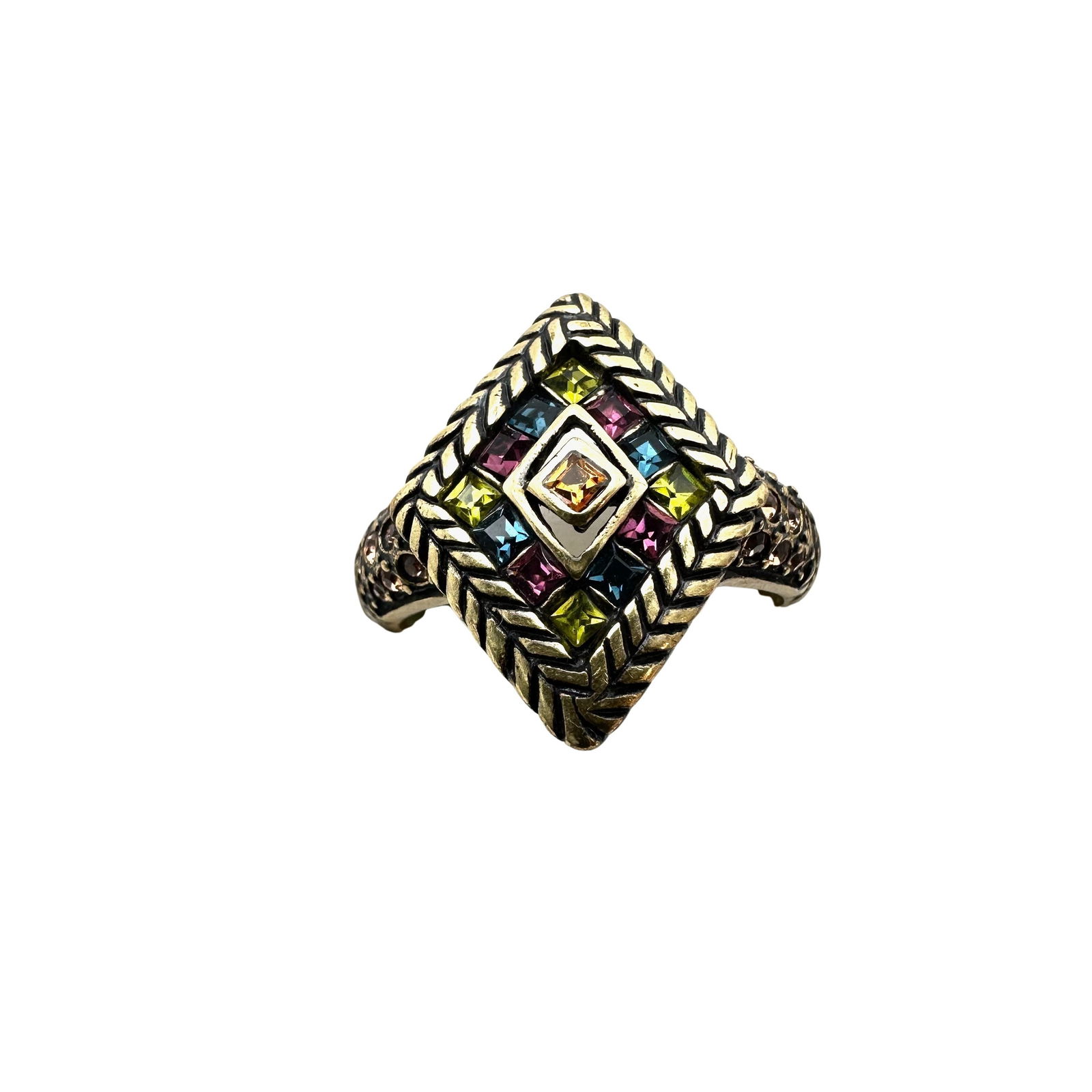 Heidi Daus Bronze Tone Multi Color Crystal Ring Size 11 (1 of 3)