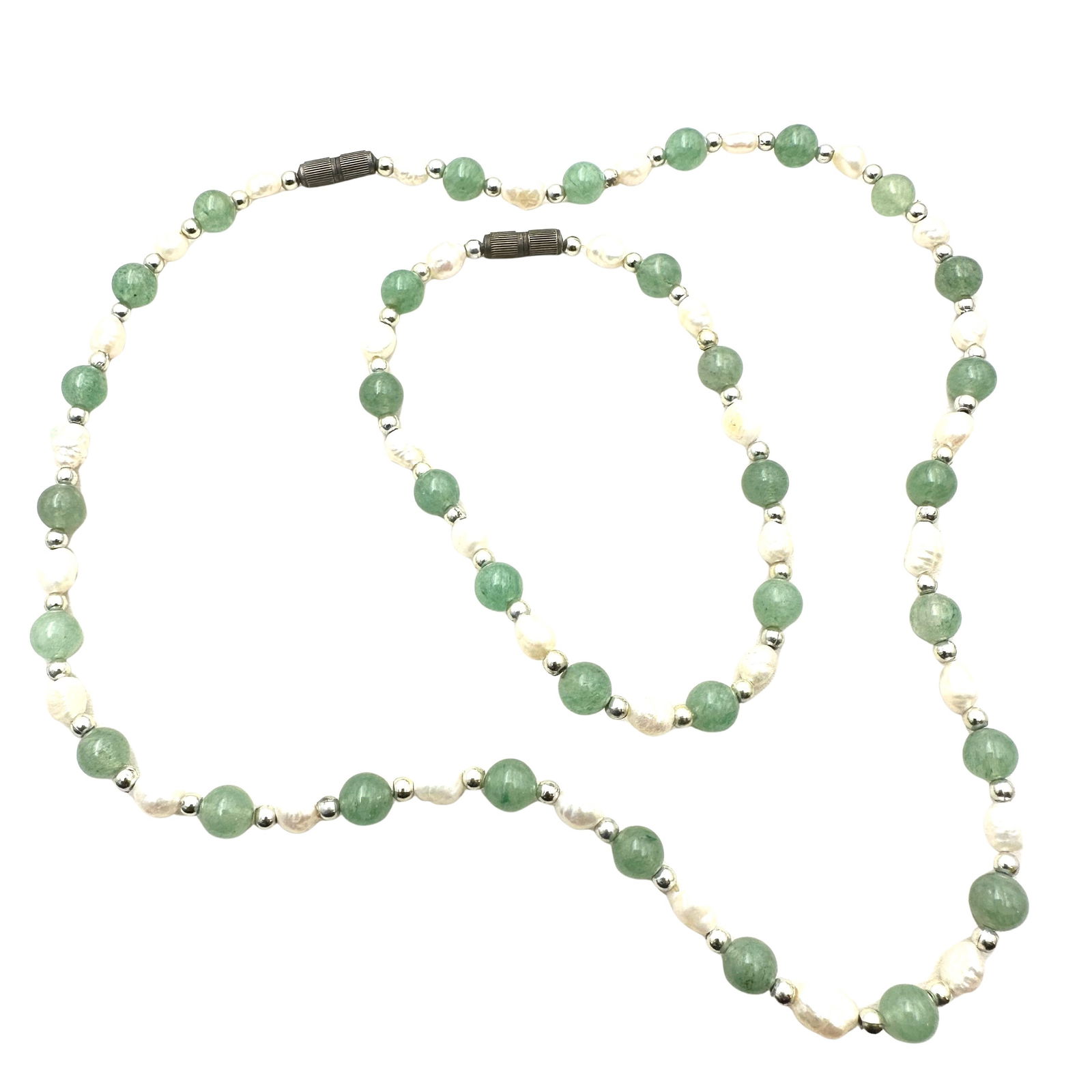 Vintage Jade And Pearl Necklace Bracelet Set (1 of 3)