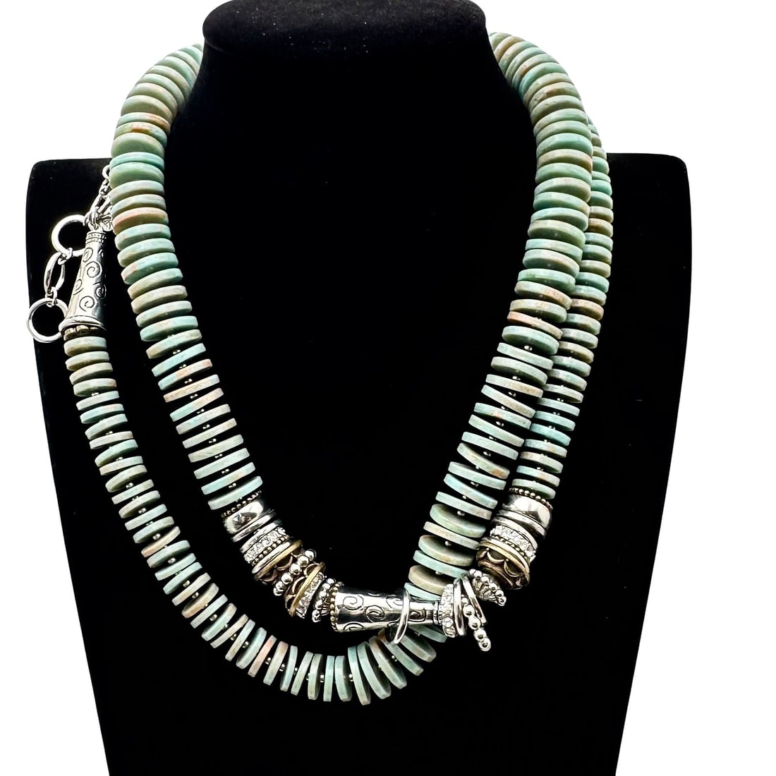 Vintage Anne Klein Faux Turquoise Southwest Style Necklace Silver Tone Lucite: Vintage Anne Klein Faux Turquoise Southwest Style Necklace Silver Tone Lucite