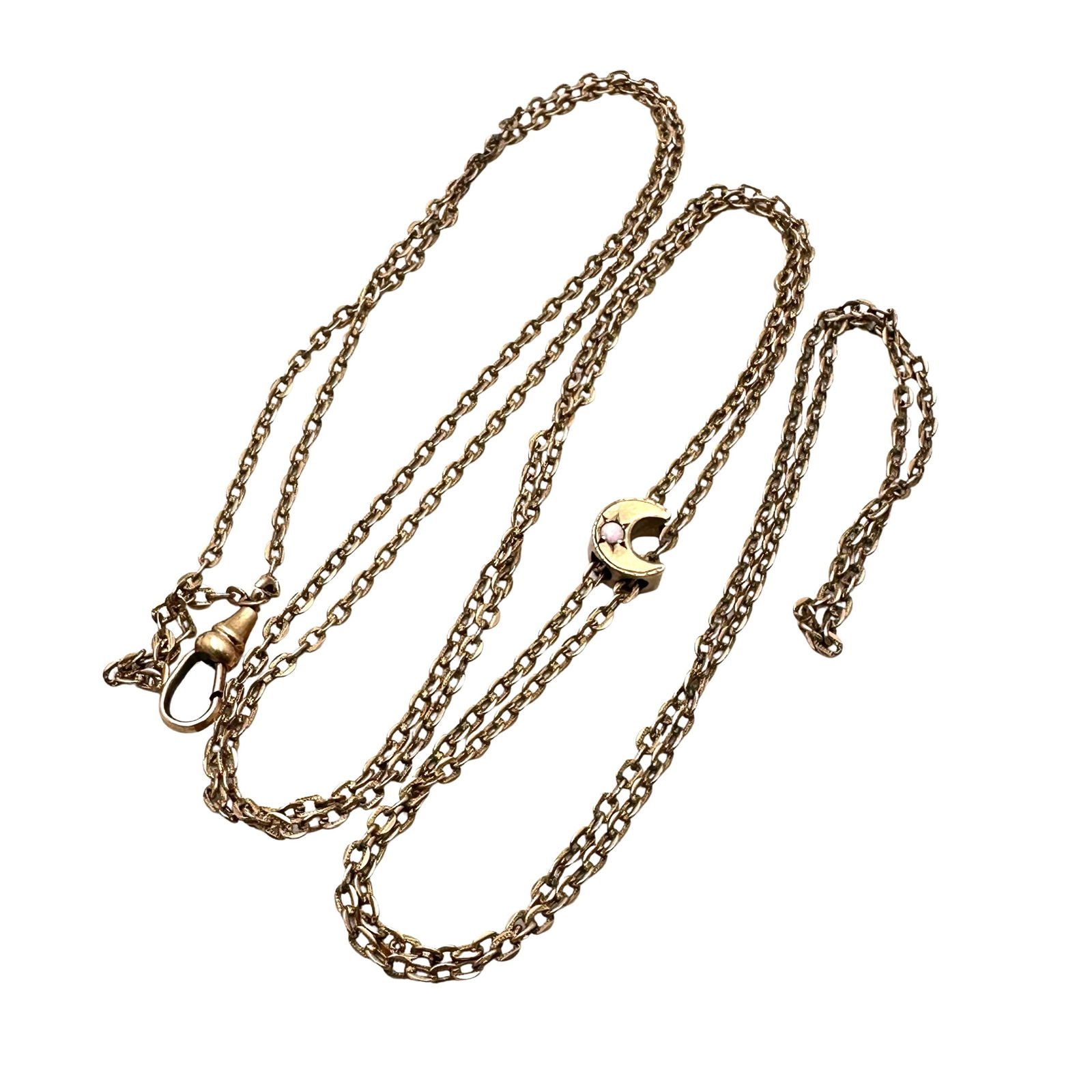 Antique Victorian Opal Moon Slide Watch Chain 22 Inch (1 of 3)