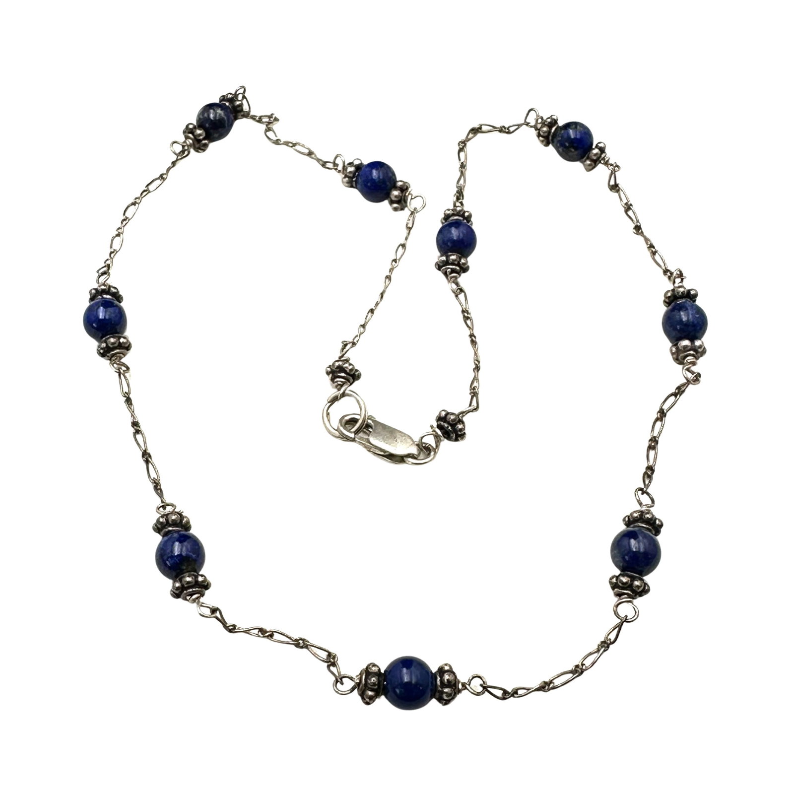 Stelring Silver blue Lapis Lazuli Chain Necklace 16 Inch: Stelring Silver blue Lapis Lazuli Chain Necklace 16 Inch
