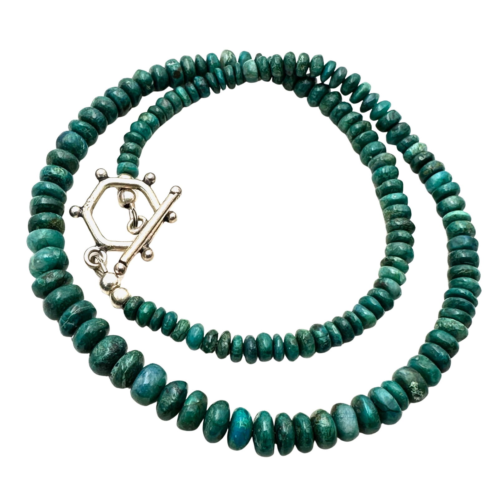 Sterling Silver Green Turquoise Necklace 18 Inch Length (1 of 3)