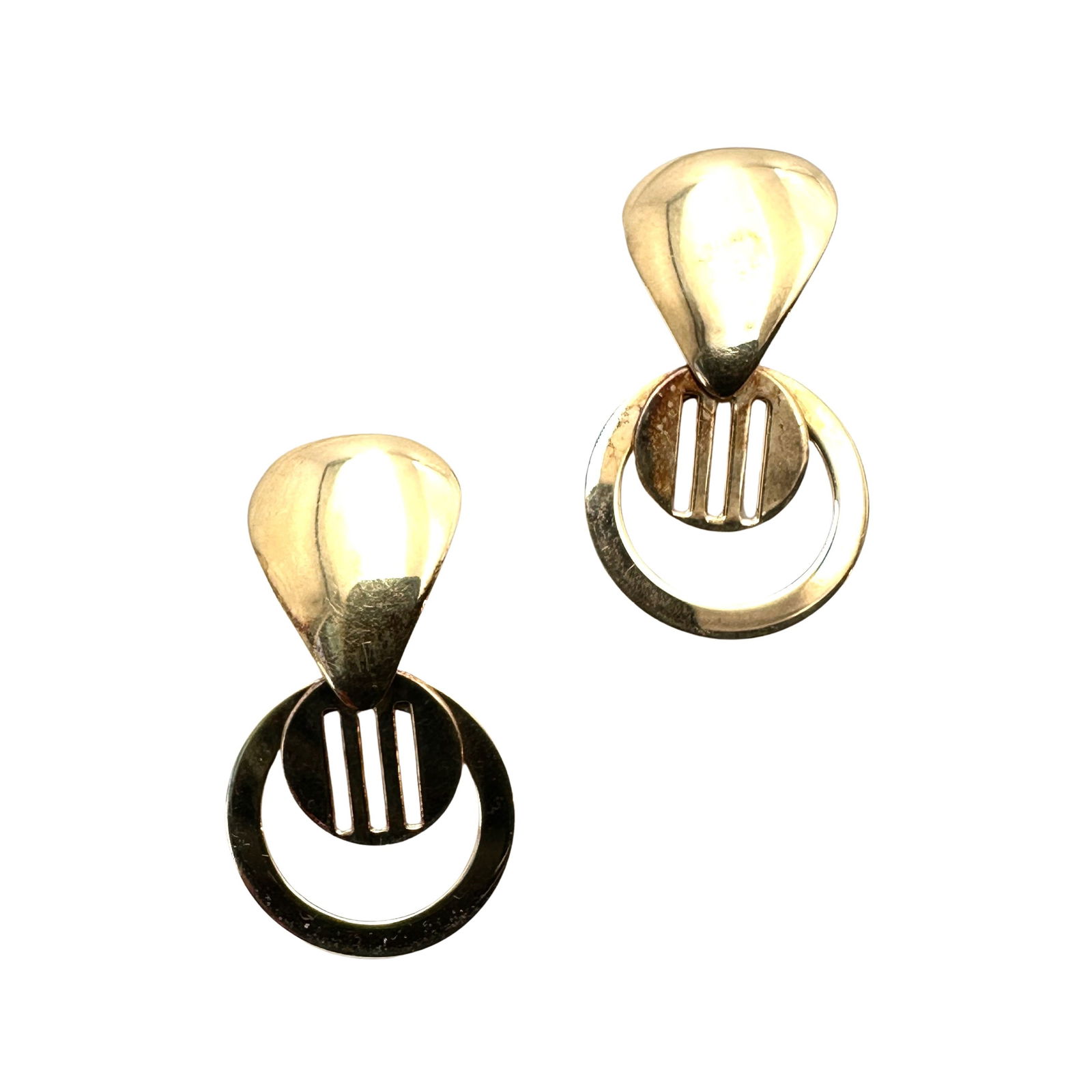 Gold Plated Artisan Pierced Chandlier Earrings: Gold Plated Artisan Pierced Chandlier Earrings