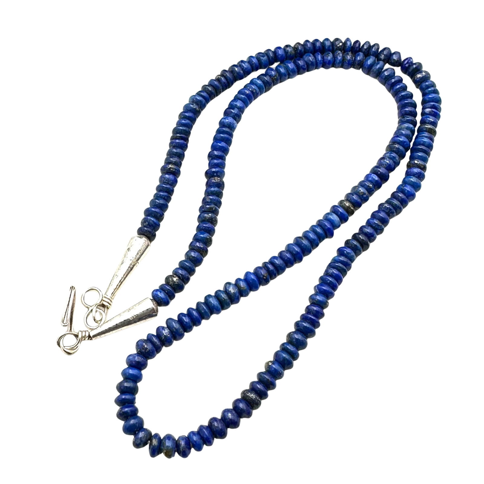 Southwest Lapis Lazuli Bead Sterling Silver Cones Necklace 18 Inch (1 of 3)