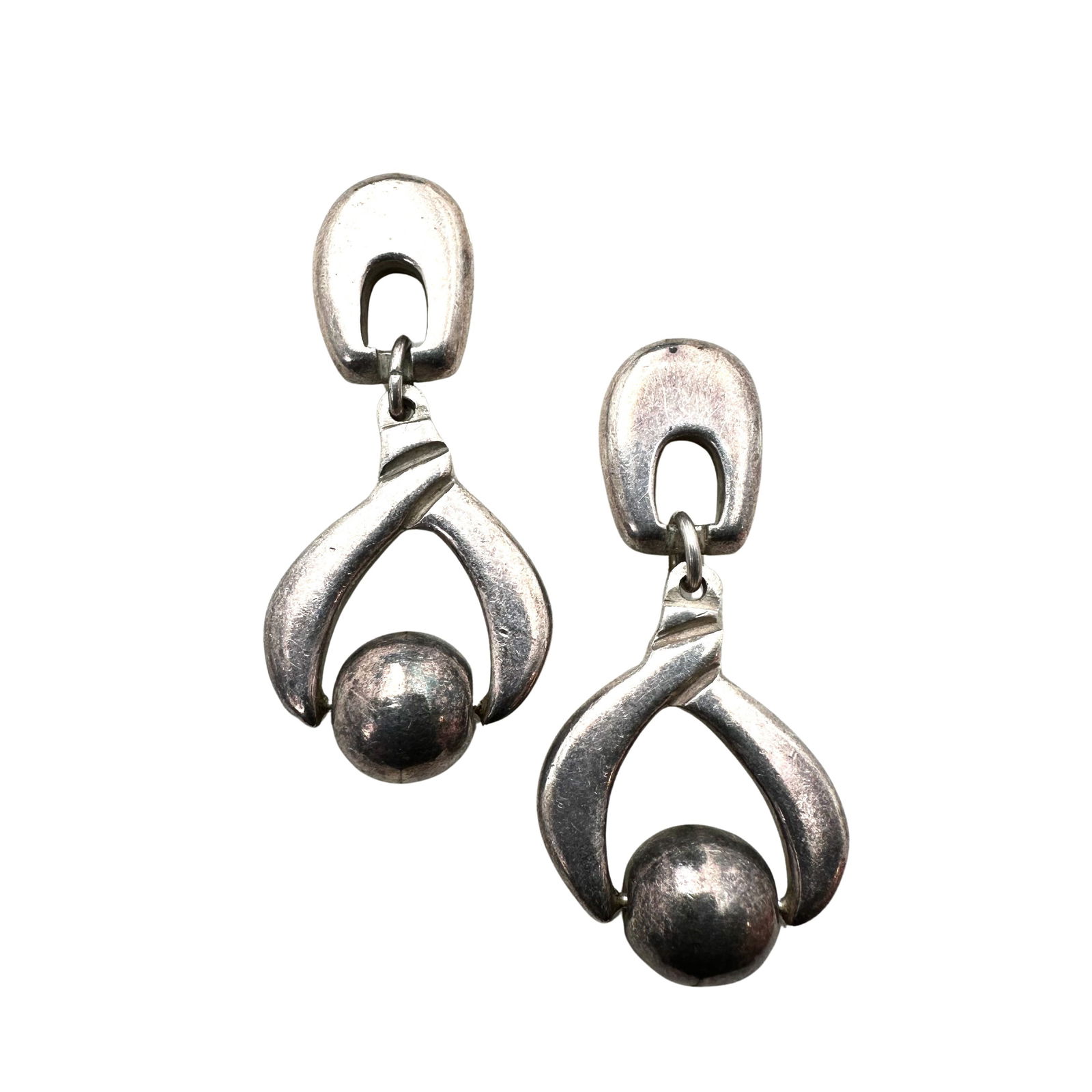 Taxco Mexico Sterling Silver 1.5 Inch Chandelier Pierced Earrings: Taxco Mexico Sterling Silver 1.5 Inch Chandelier Pierced Earrings